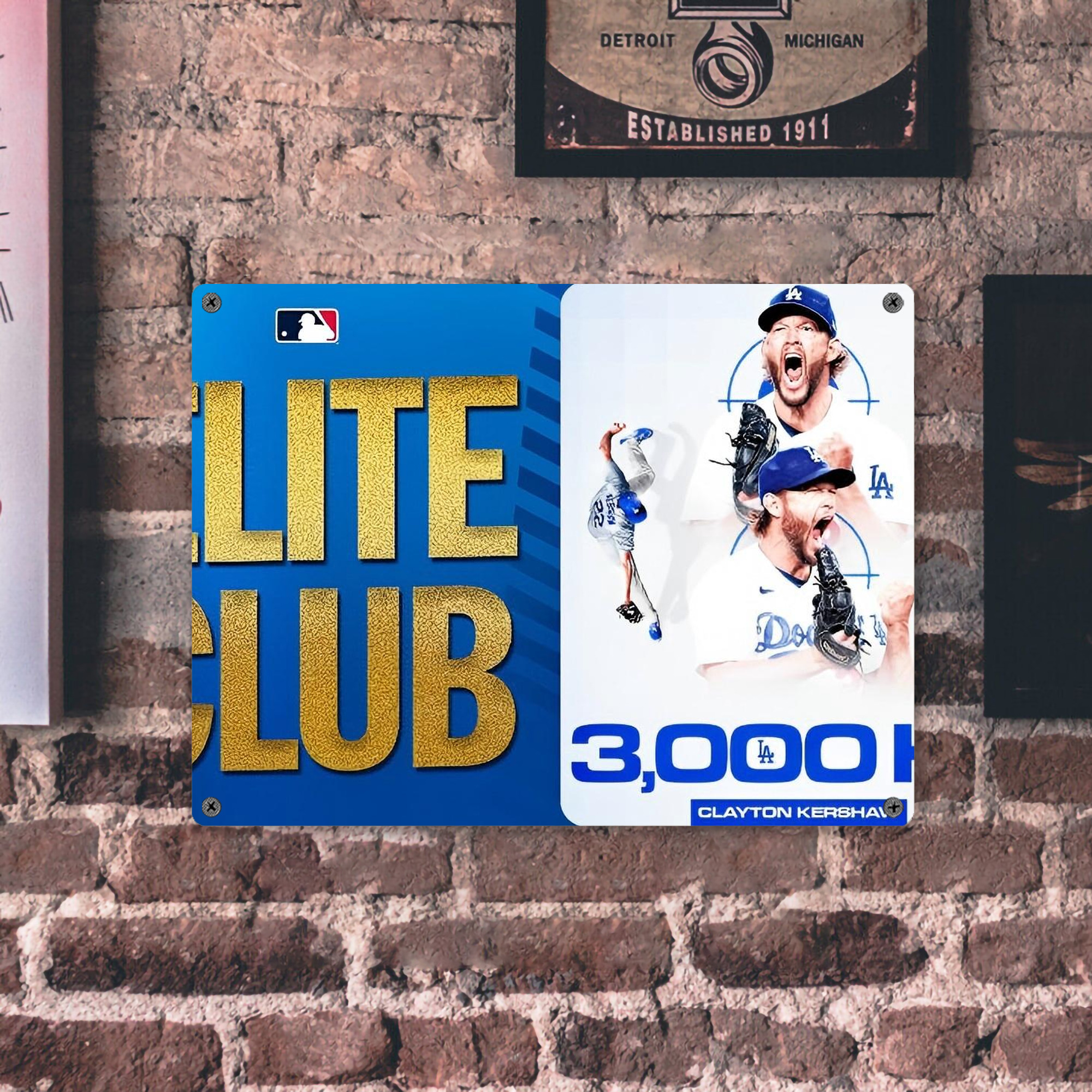 Clayton Kershaw  3K 5 Vintage Metal Tin Sign 16x12 – Full-Print Iron Wall Decor – Durable, Fade-Resistant – Easy To Hang – Ideal For Home, Bar, Kitchen & Office Decor