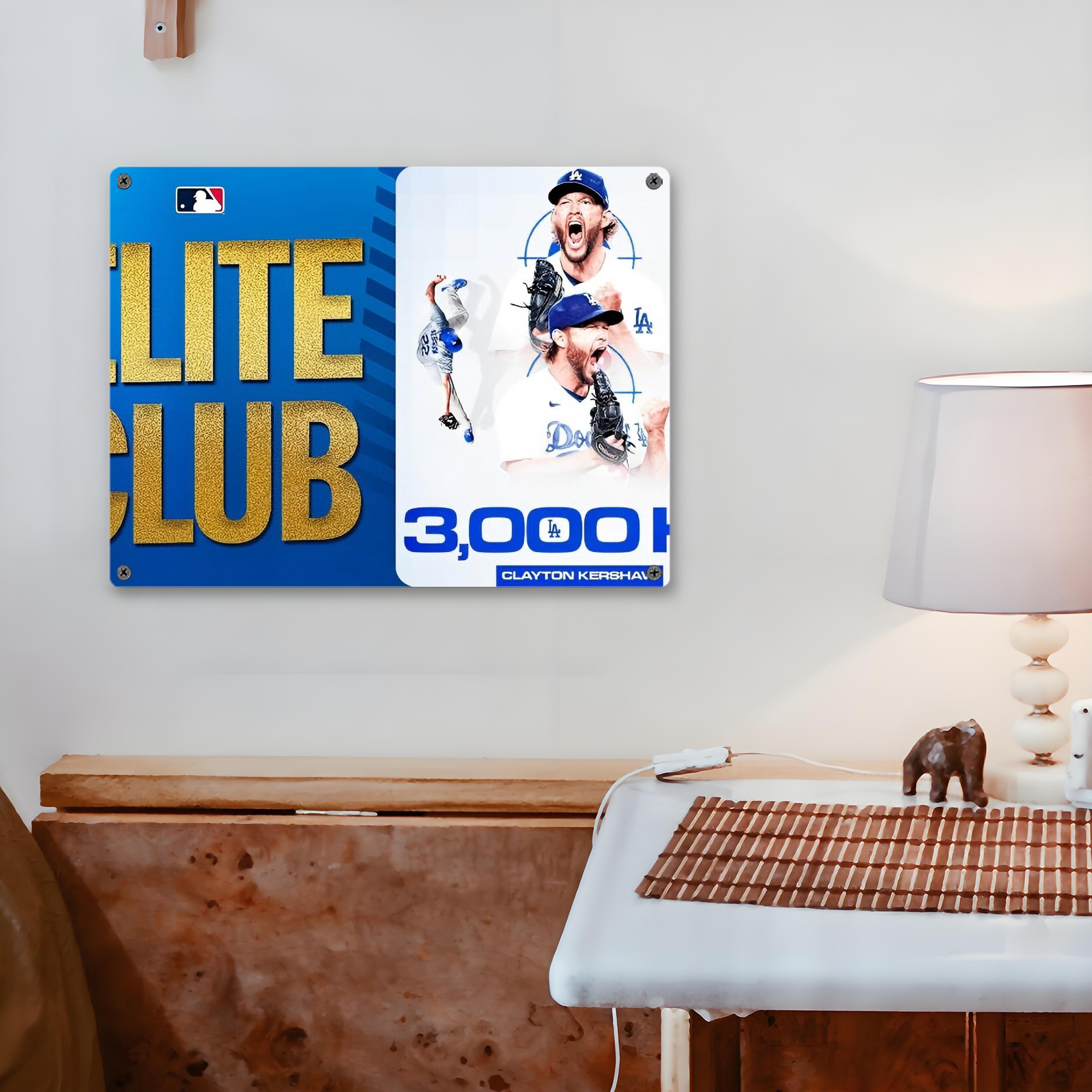 Clayton Kershaw  3K 5 Vintage Metal Tin Sign 16x12 – Full-Print Iron Wall Decor – Durable, Fade-Resistant – Easy To Hang – Ideal For Home, Bar, Kitchen & Office Decor