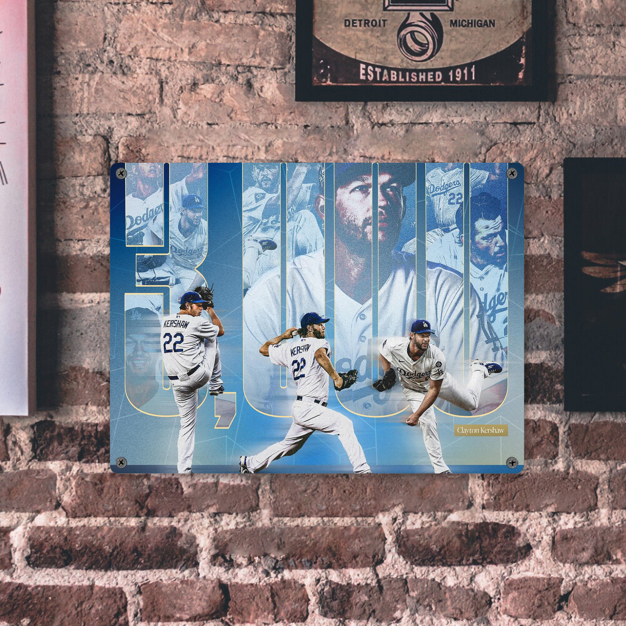 Clayton Kershaw  3K 6 Vintage Metal Tin Sign 16x12 – Full-Print Iron Wall Decor – Durable, Fade-Resistant – Easy To Hang – Ideal For Home, Bar, Kitchen & Office Decor