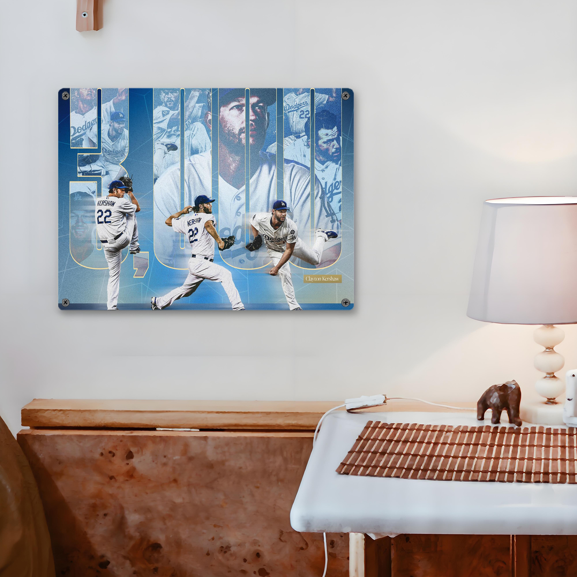 Clayton Kershaw  3K 6 Vintage Metal Tin Sign 16x12 – Full-Print Iron Wall Decor – Durable, Fade-Resistant – Easy To Hang – Ideal For Home, Bar, Kitchen & Office Decor