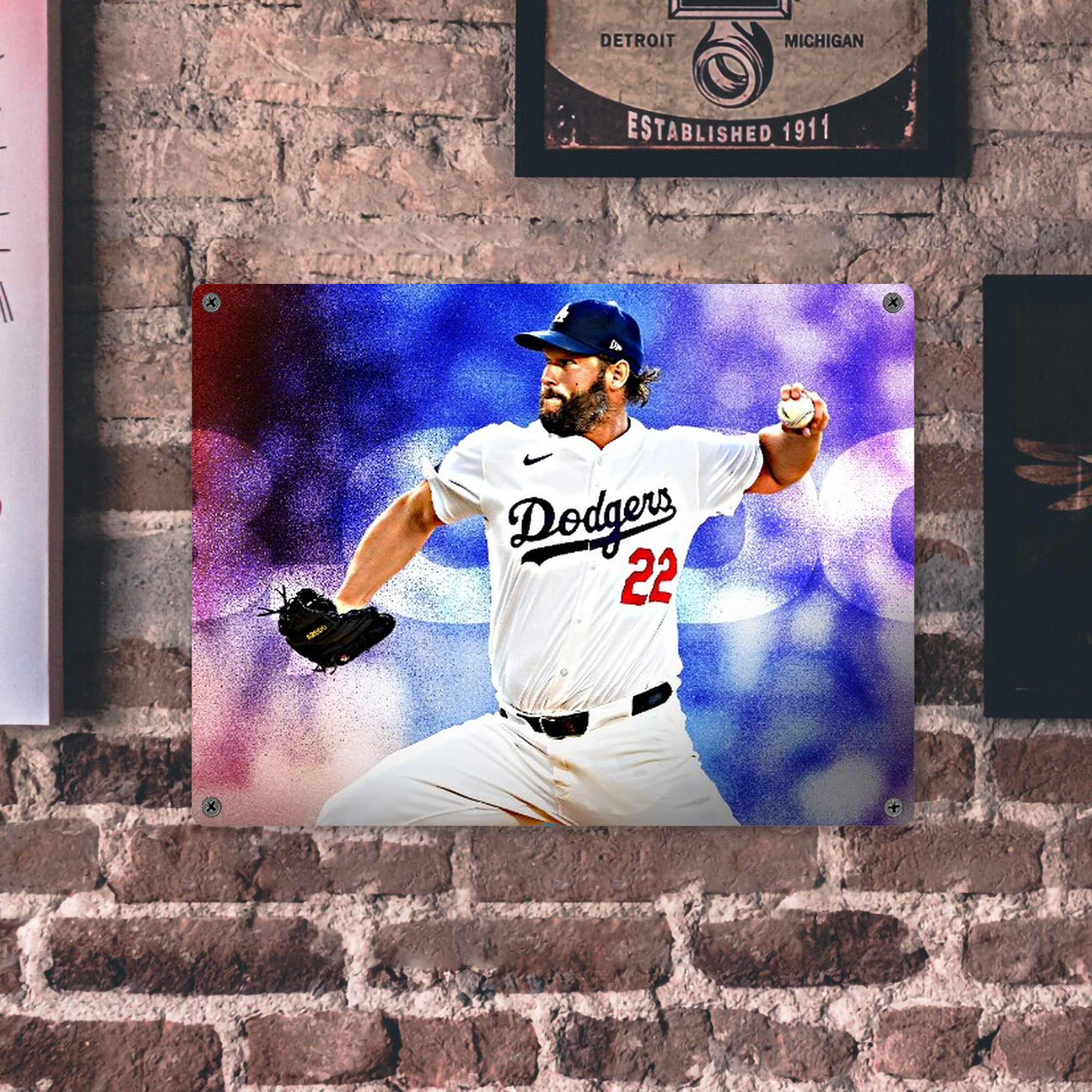 Clayton Kershaw  3K 14 Vintage Metal Tin Sign 16x12 – Full-Print Iron Wall Decor – Durable, Fade-Resistant – Easy To Hang – Ideal For Home, Bar, Kitchen & Office Decor