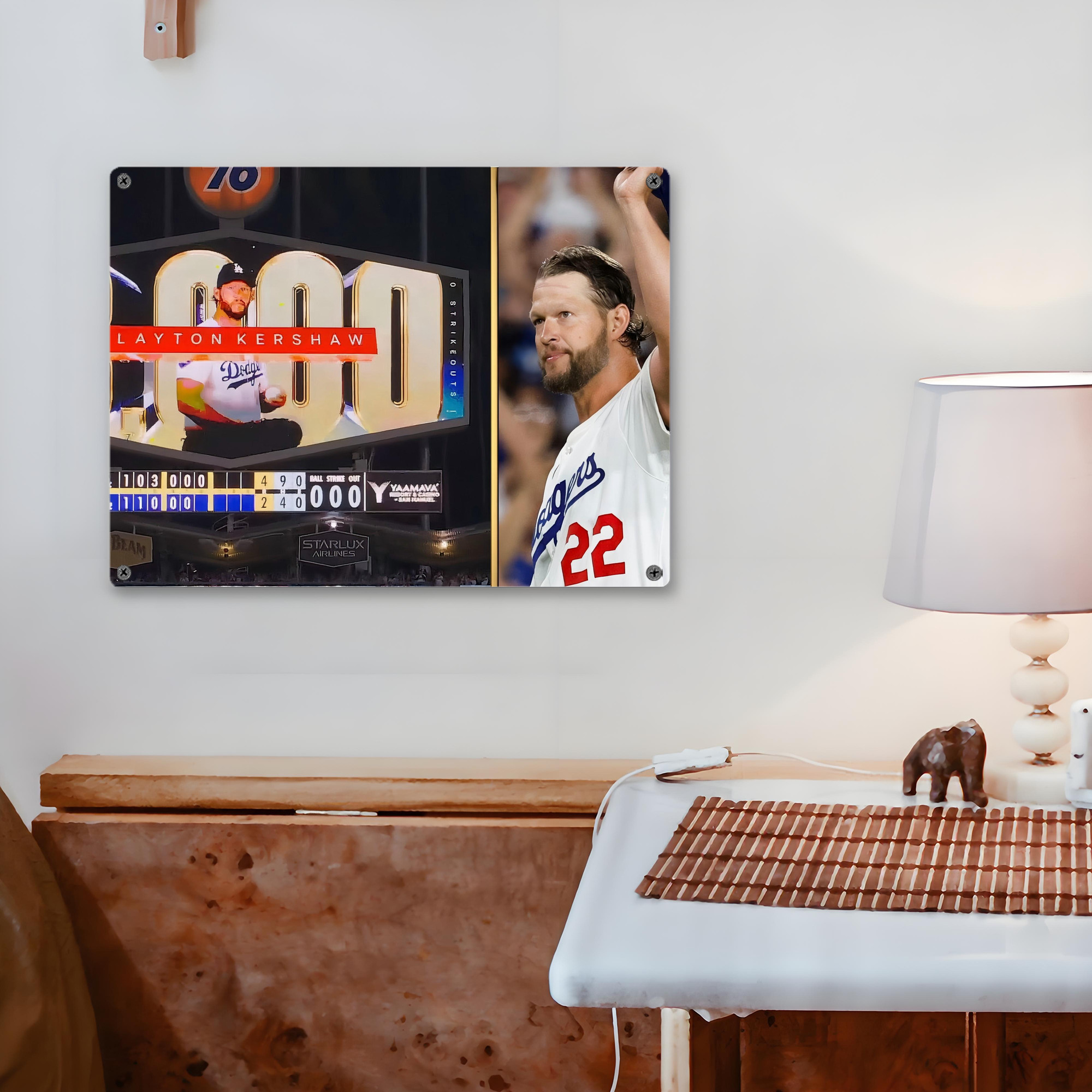 Clayton Kershaw  3K 16 Vintage Metal Tin Sign 16x12 – Full-Print Iron Wall Decor – Durable, Fade-Resistant – Easy To Hang – Ideal For Home, Bar, Kitchen & Office Decor