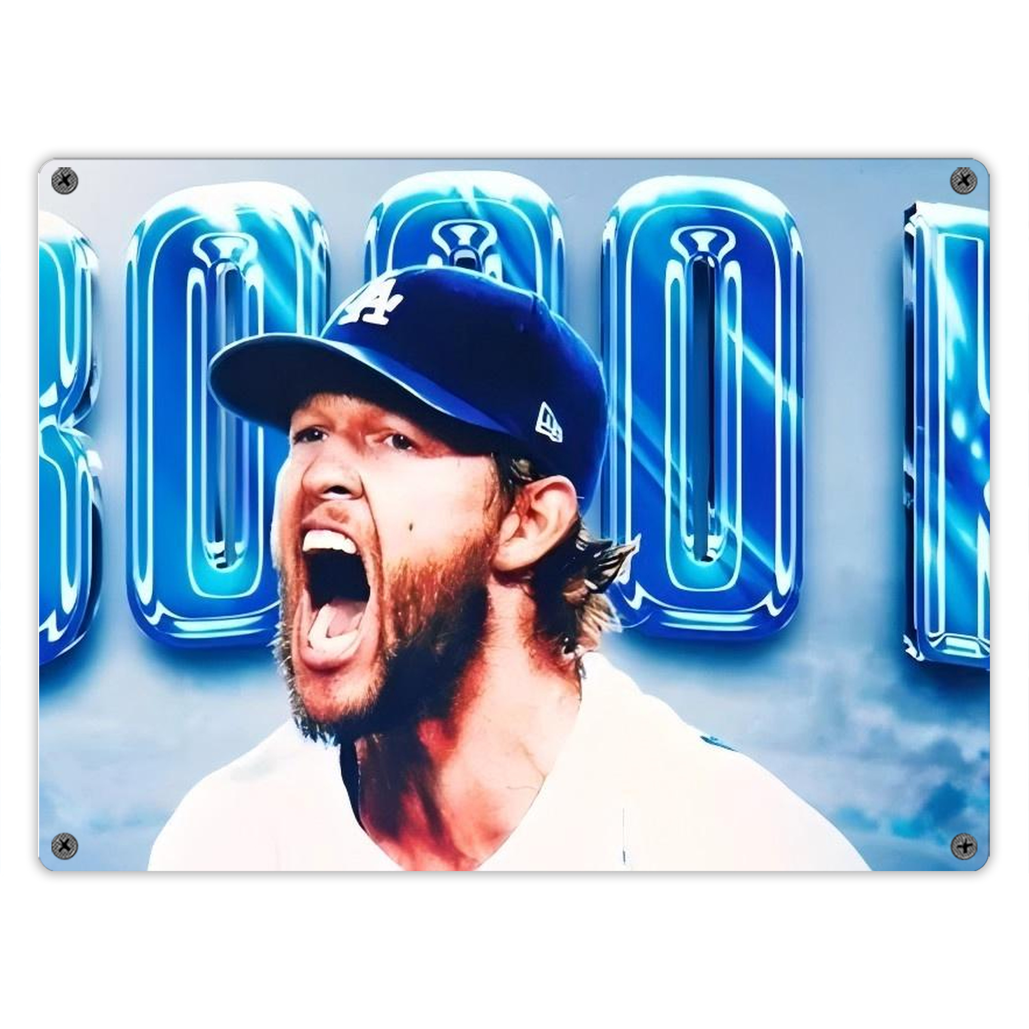 Clayton Kershaw  3K 3 Vintage Metal Tin Sign 16x12 – Full-Print Iron Wall Decor – Durable, Fade-Resistant – Easy To Hang – Ideal For Home, Bar, Kitchen & Office Decor