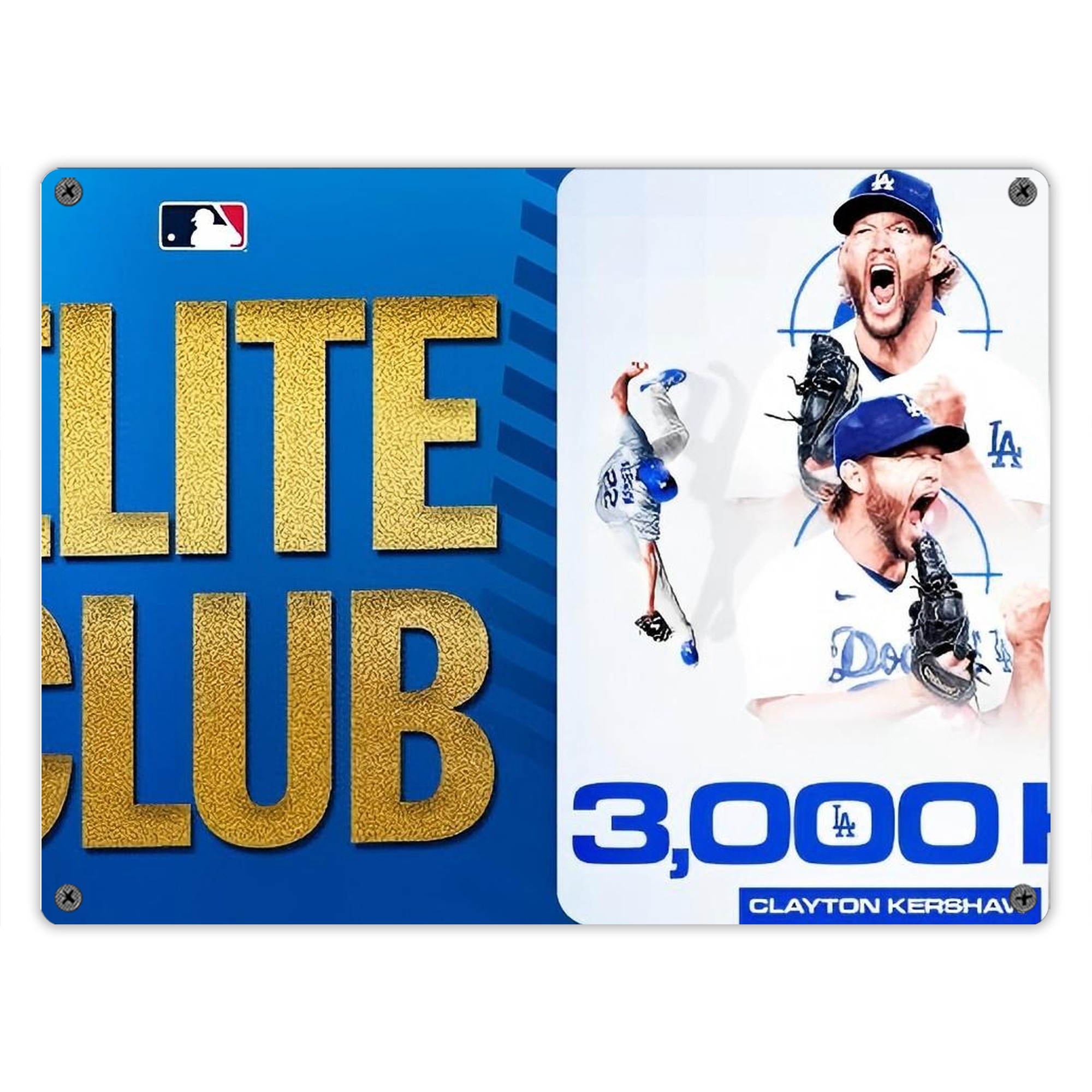 Clayton Kershaw  3K 5 Vintage Metal Tin Sign 16x12 – Full-Print Iron Wall Decor – Durable, Fade-Resistant – Easy To Hang – Ideal For Home, Bar, Kitchen & Office Decor