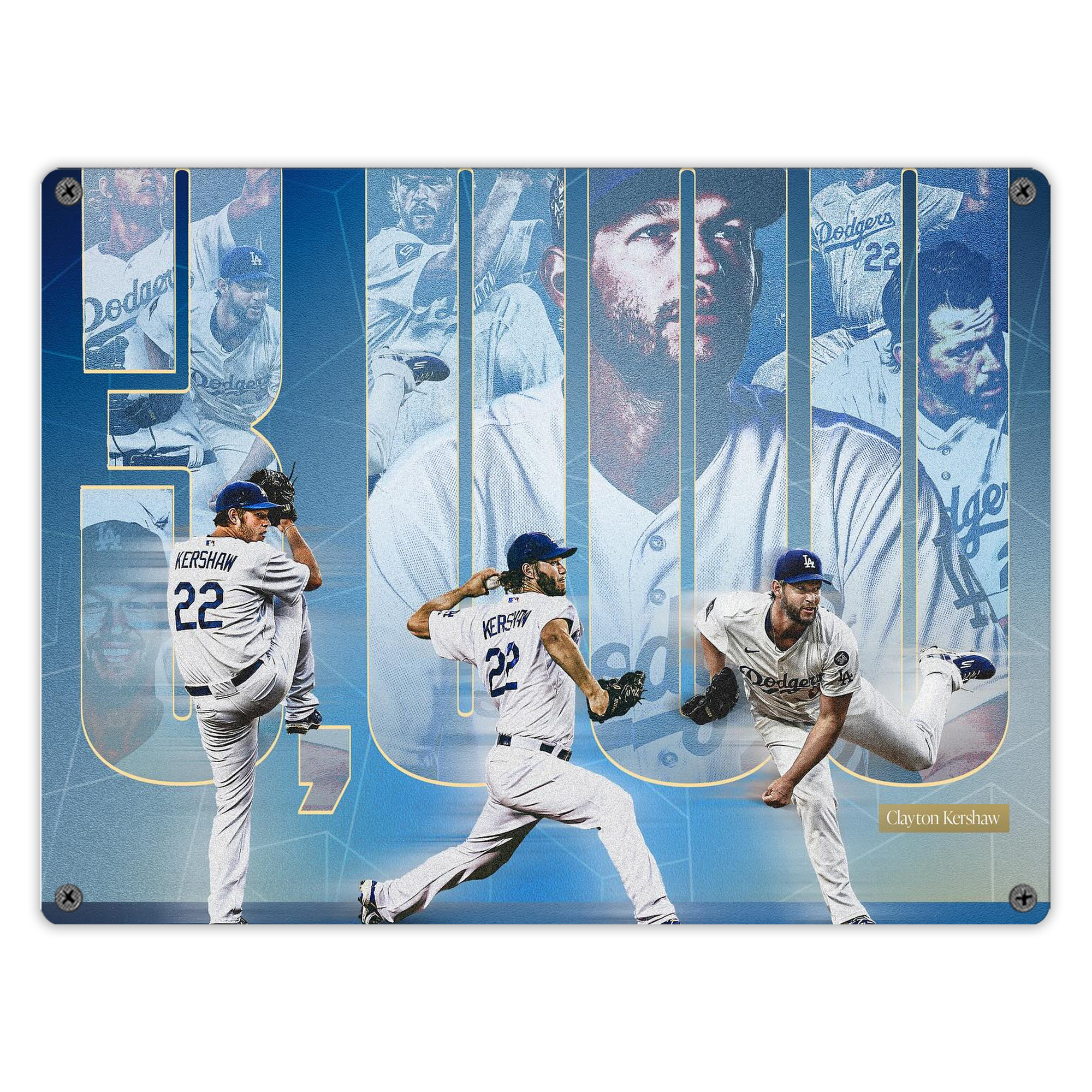 Clayton Kershaw  3K 6 Vintage Metal Tin Sign 16x12 – Full-Print Iron Wall Decor – Durable, Fade-Resistant – Easy To Hang – Ideal For Home, Bar, Kitchen & Office Decor