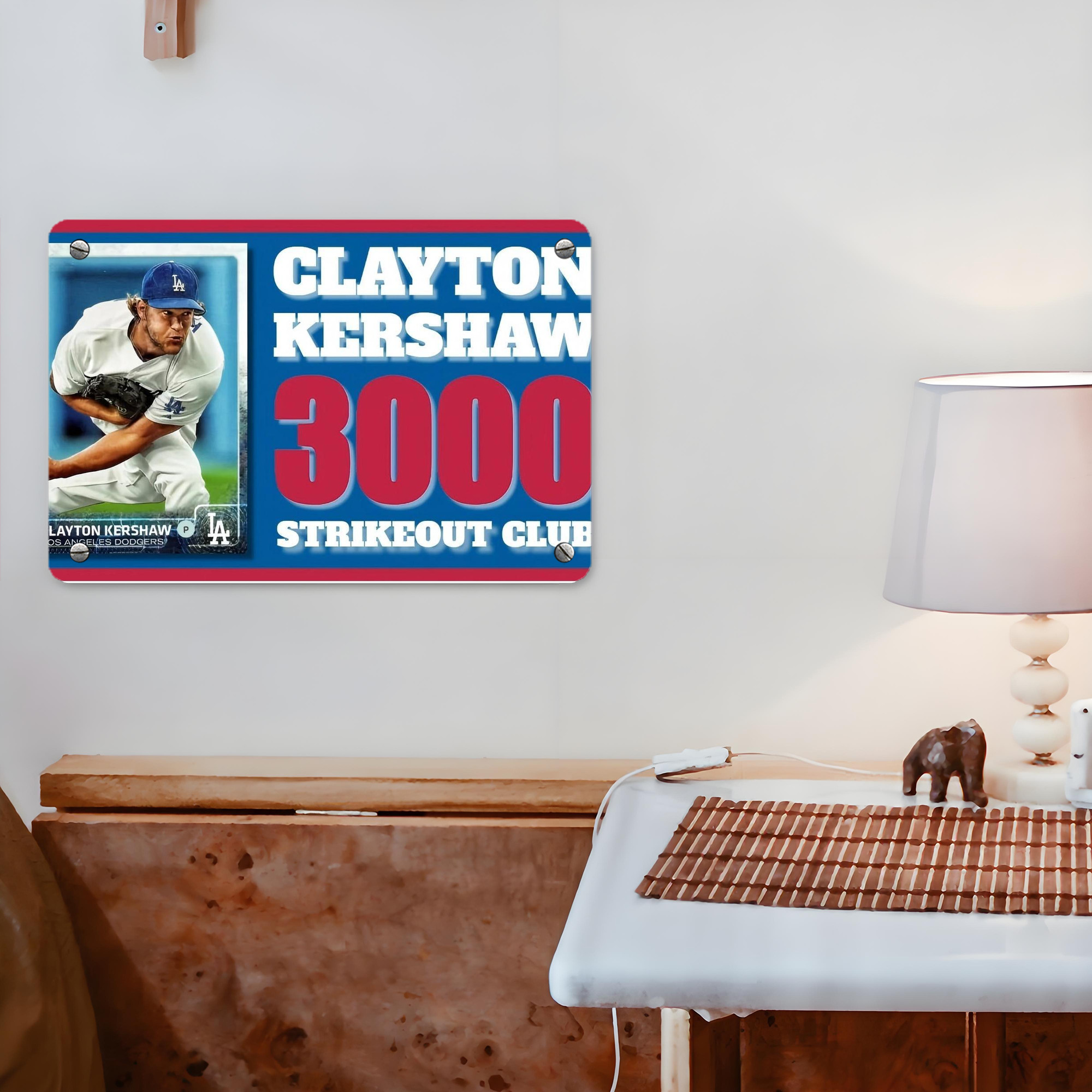 Clayton Kershaw  3K 1 Metal Tin Sign 12x8inch - Premium Full-Print Decorative Wall Art, Durable Rust-Resistant Metal Plaque For Living Room, Bedroom, Kitchen, Office, Bar Décor