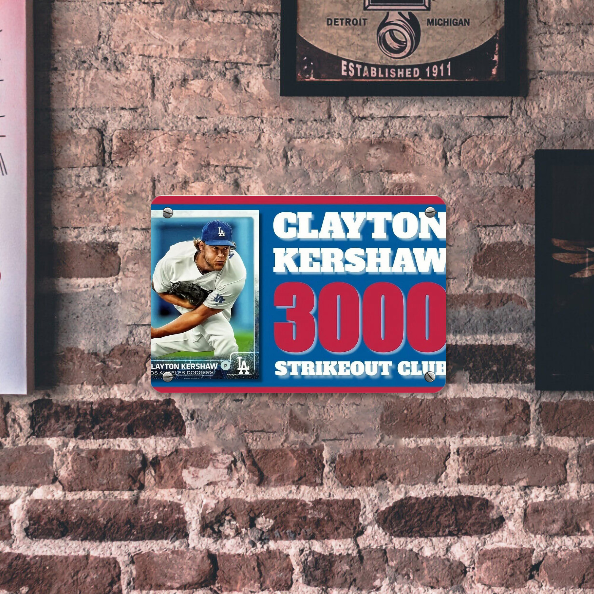 Clayton Kershaw  3K 1 Metal Tin Sign 12x8inch - Premium Full-Print Decorative Wall Art, Durable Rust-Resistant Metal Plaque For Living Room, Bedroom, Kitchen, Office, Bar Décor