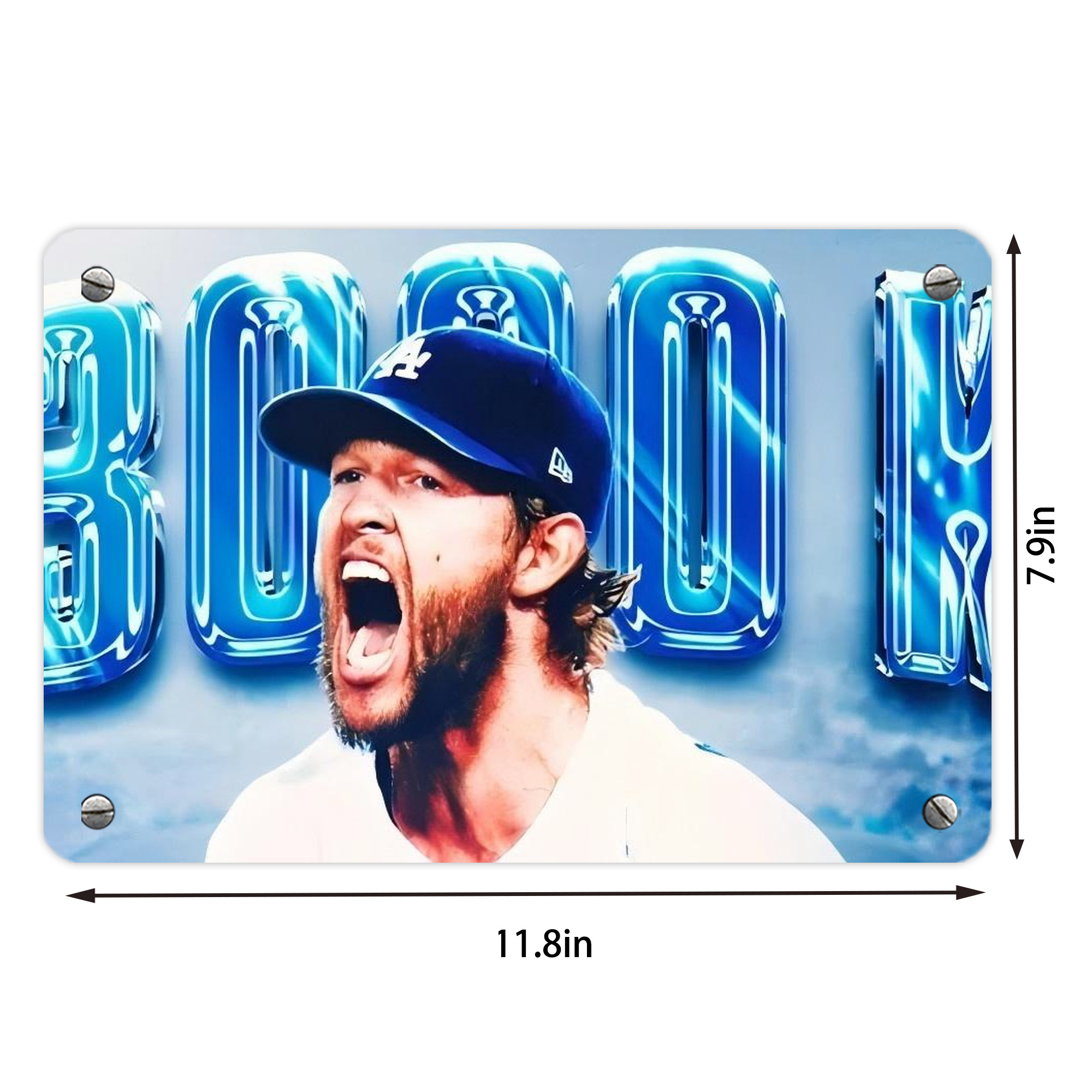 Clayton Kershaw  3K 3 Metal Tin Sign 12x8inch - Premium Full-Print Decorative Wall Art, Durable Rust-Resistant Metal Plaque For Living Room, Bedroom, Kitchen, Office, Bar Décor