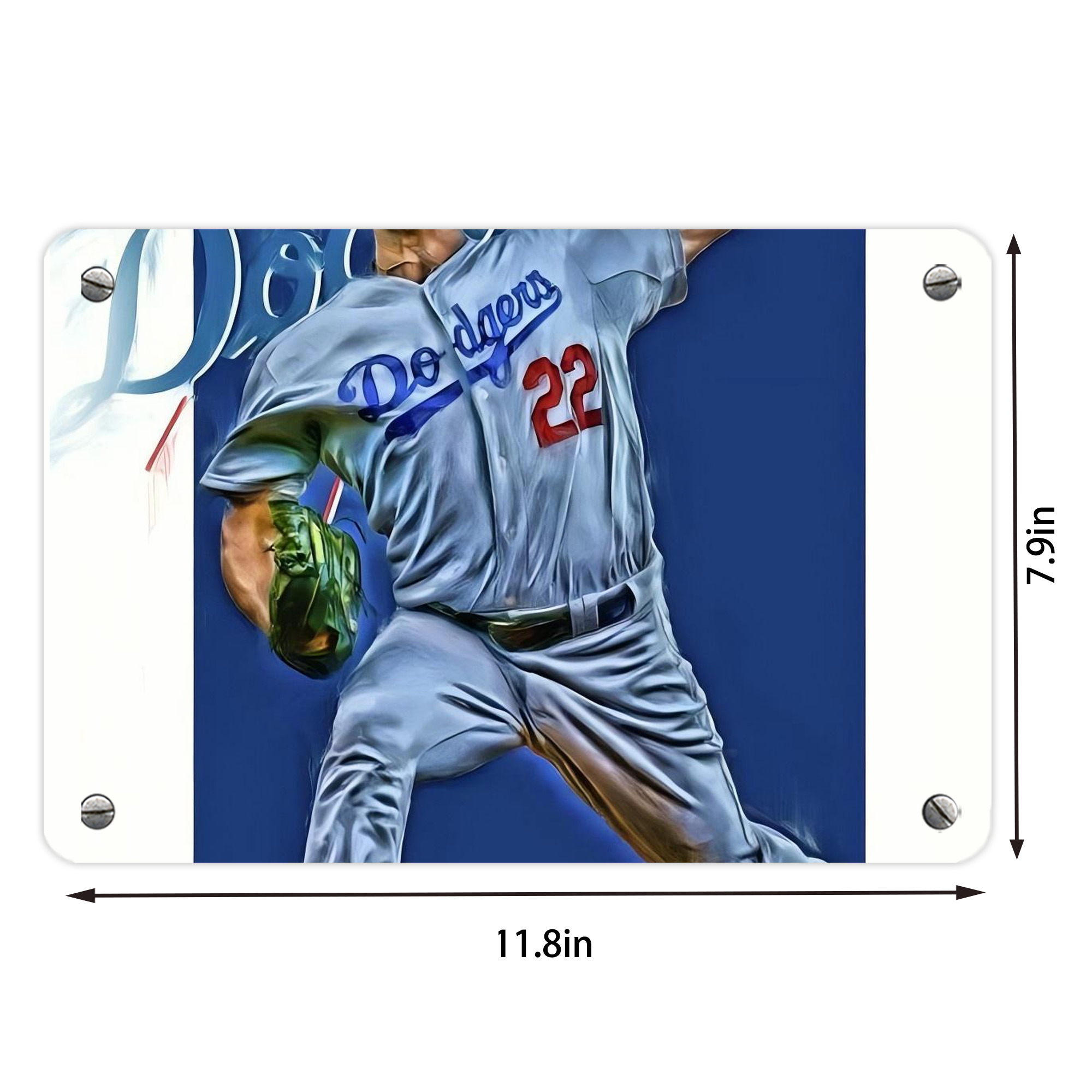 Clayton Kershaw  3K 4 Metal Tin Sign 12x8inch - Premium Full-Print Decorative Wall Art, Durable Rust-Resistant Metal Plaque For Living Room, Bedroom, Kitchen, Office, Bar Décor