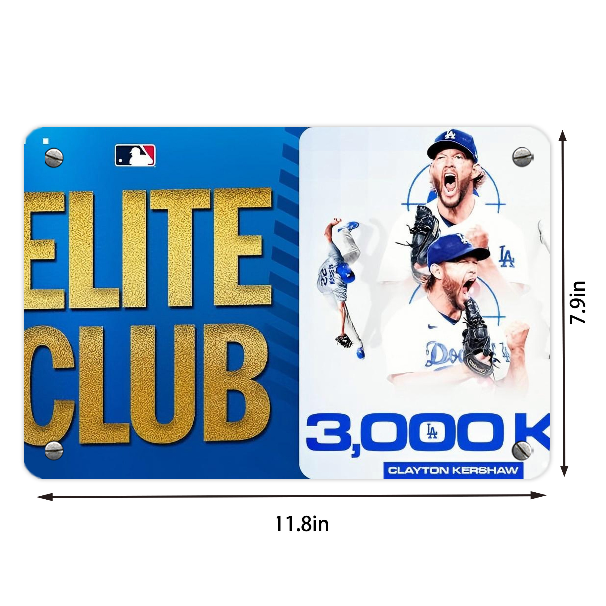 Clayton Kershaw  3K 5 Metal Tin Sign 12x8inch - Premium Full-Print Decorative Wall Art, Durable Rust-Resistant Metal Plaque For Living Room, Bedroom, Kitchen, Office, Bar Décor