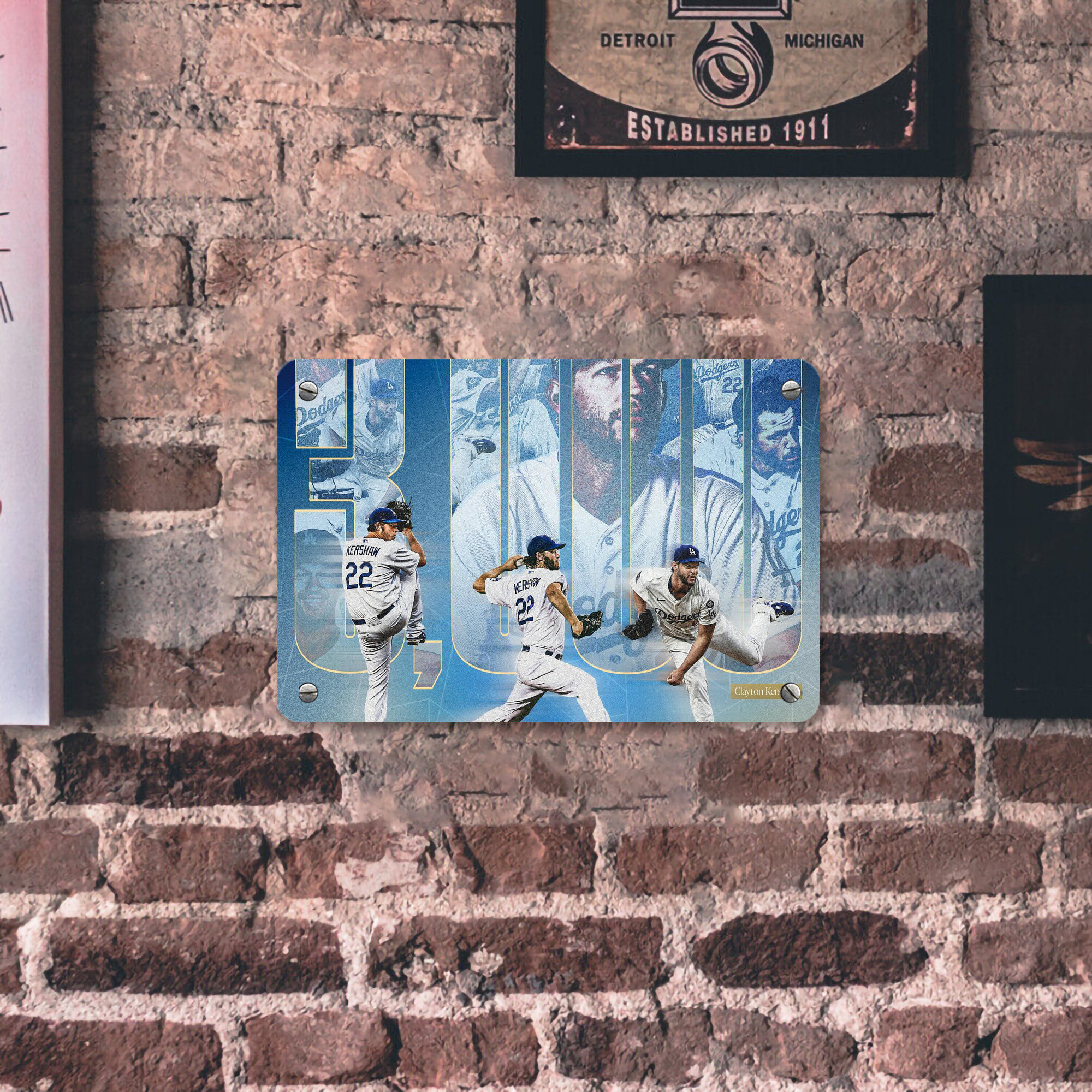 Clayton Kershaw  3K 6 Metal Tin Sign 12x8inch - Premium Full-Print Decorative Wall Art, Durable Rust-Resistant Metal Plaque For Living Room, Bedroom, Kitchen, Office, Bar Décor