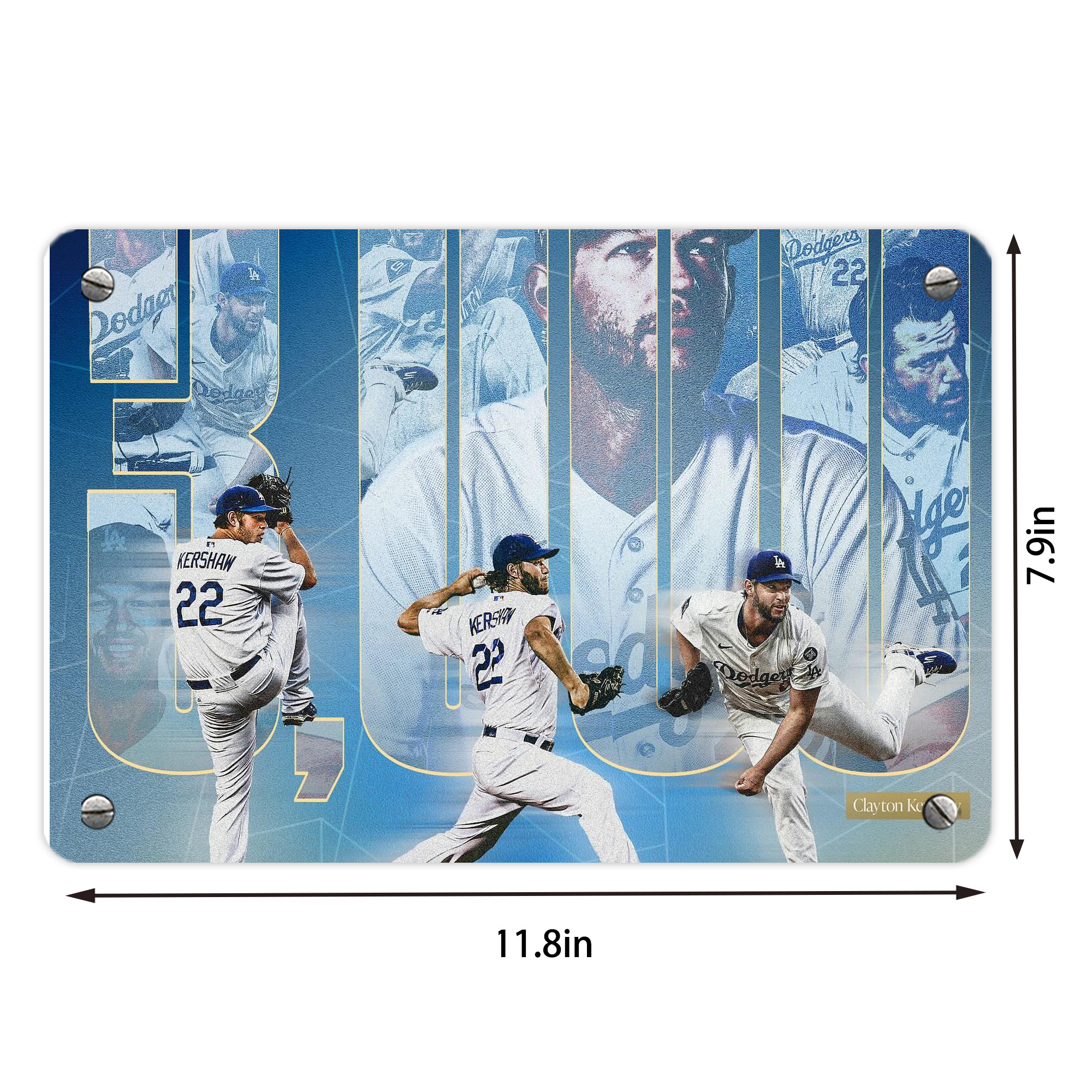 Clayton Kershaw  3K 6 Metal Tin Sign 12x8inch - Premium Full-Print Decorative Wall Art, Durable Rust-Resistant Metal Plaque For Living Room, Bedroom, Kitchen, Office, Bar Décor