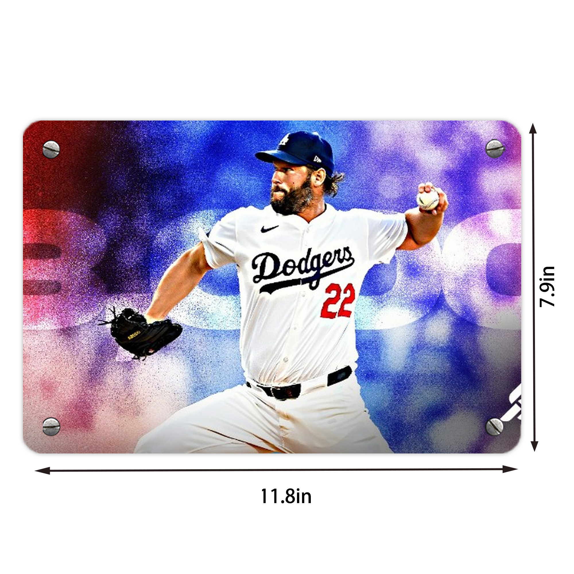 Clayton Kershaw  3K 14 Metal Tin Sign 12x8inch - Premium Full-Print Decorative Wall Art, Durable Rust-Resistant Metal Plaque For Living Room, Bedroom, Kitchen, Office, Bar Décor