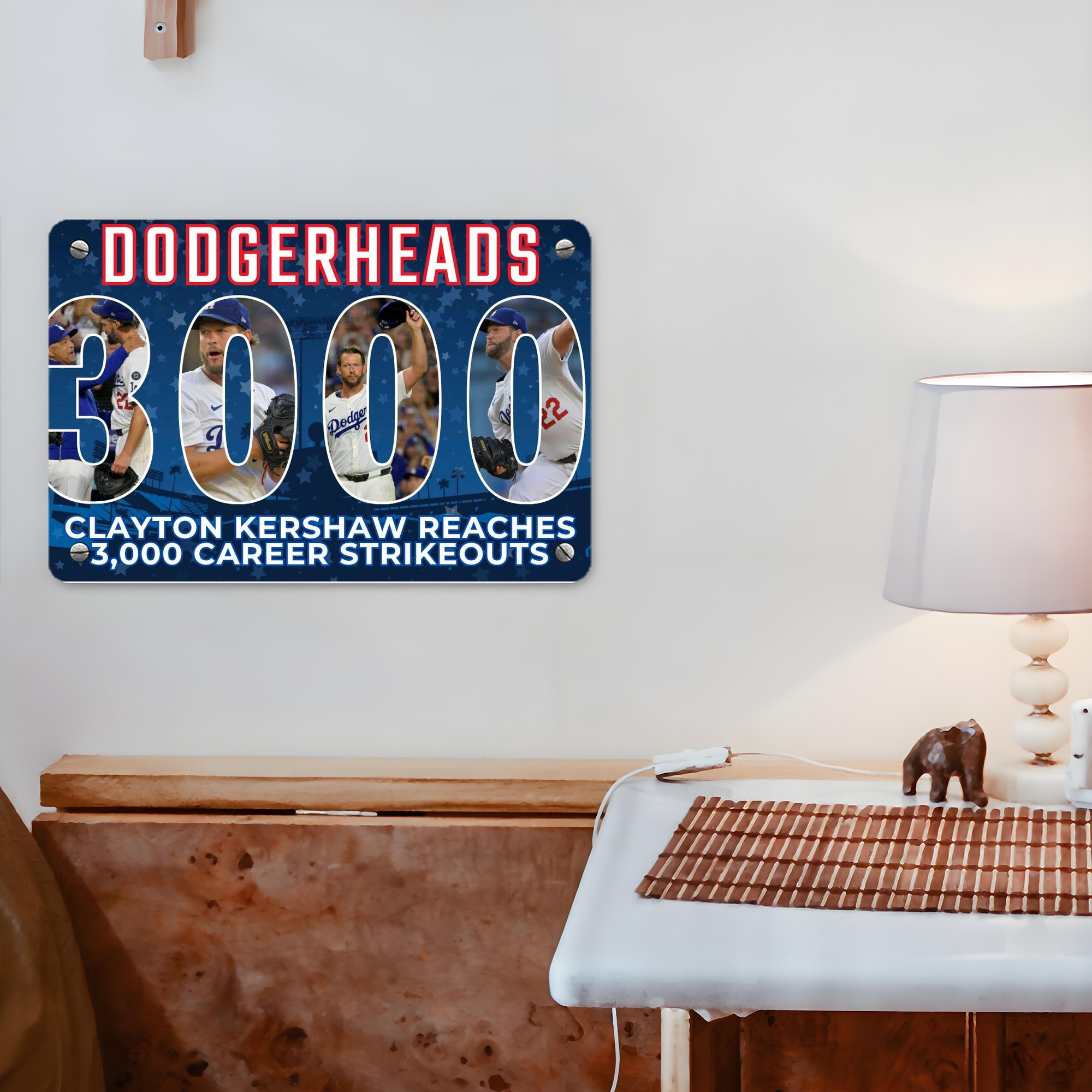 Clayton Kershaw  3K 15 Metal Tin Sign 12x8inch - Premium Full-Print Decorative Wall Art, Durable Rust-Resistant Metal Plaque For Living Room, Bedroom, Kitchen, Office, Bar Décor