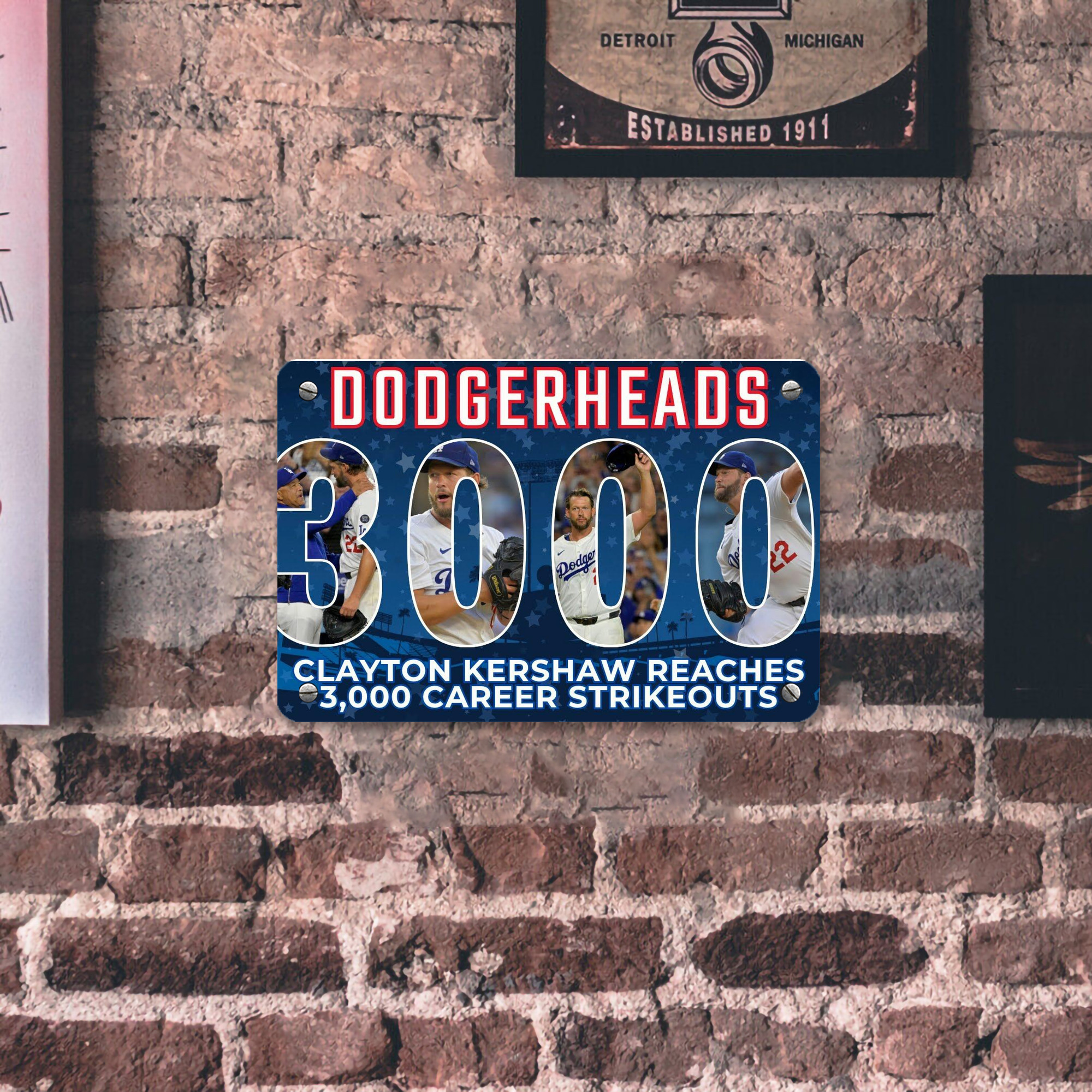 Clayton Kershaw  3K 15 Metal Tin Sign 12x8inch - Premium Full-Print Decorative Wall Art, Durable Rust-Resistant Metal Plaque For Living Room, Bedroom, Kitchen, Office, Bar Décor