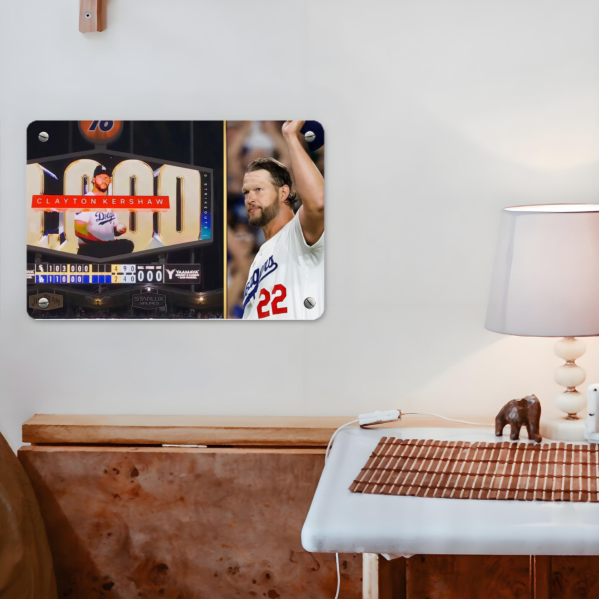 Clayton Kershaw  3K 16 Metal Tin Sign 12x8inch - Premium Full-Print Decorative Wall Art, Durable Rust-Resistant Metal Plaque For Living Room, Bedroom, Kitchen, Office, Bar Décor