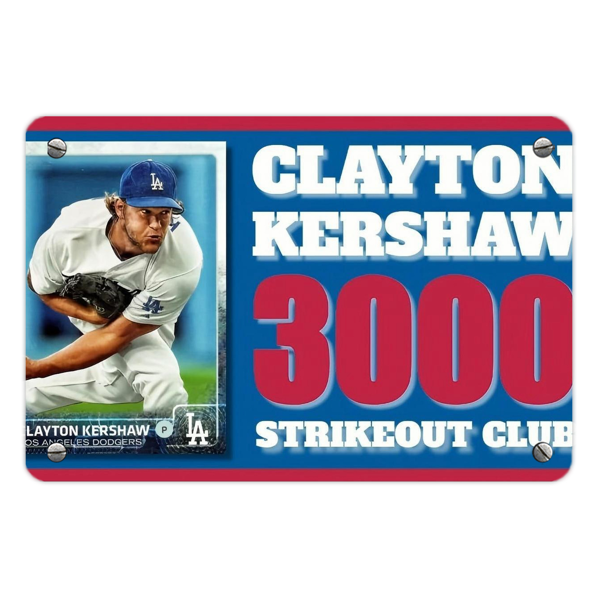 Clayton Kershaw  3K 1 Metal Tin Sign 12x8inch - Premium Full-Print Decorative Wall Art, Durable Rust-Resistant Metal Plaque For Living Room, Bedroom, Kitchen, Office, Bar Décor