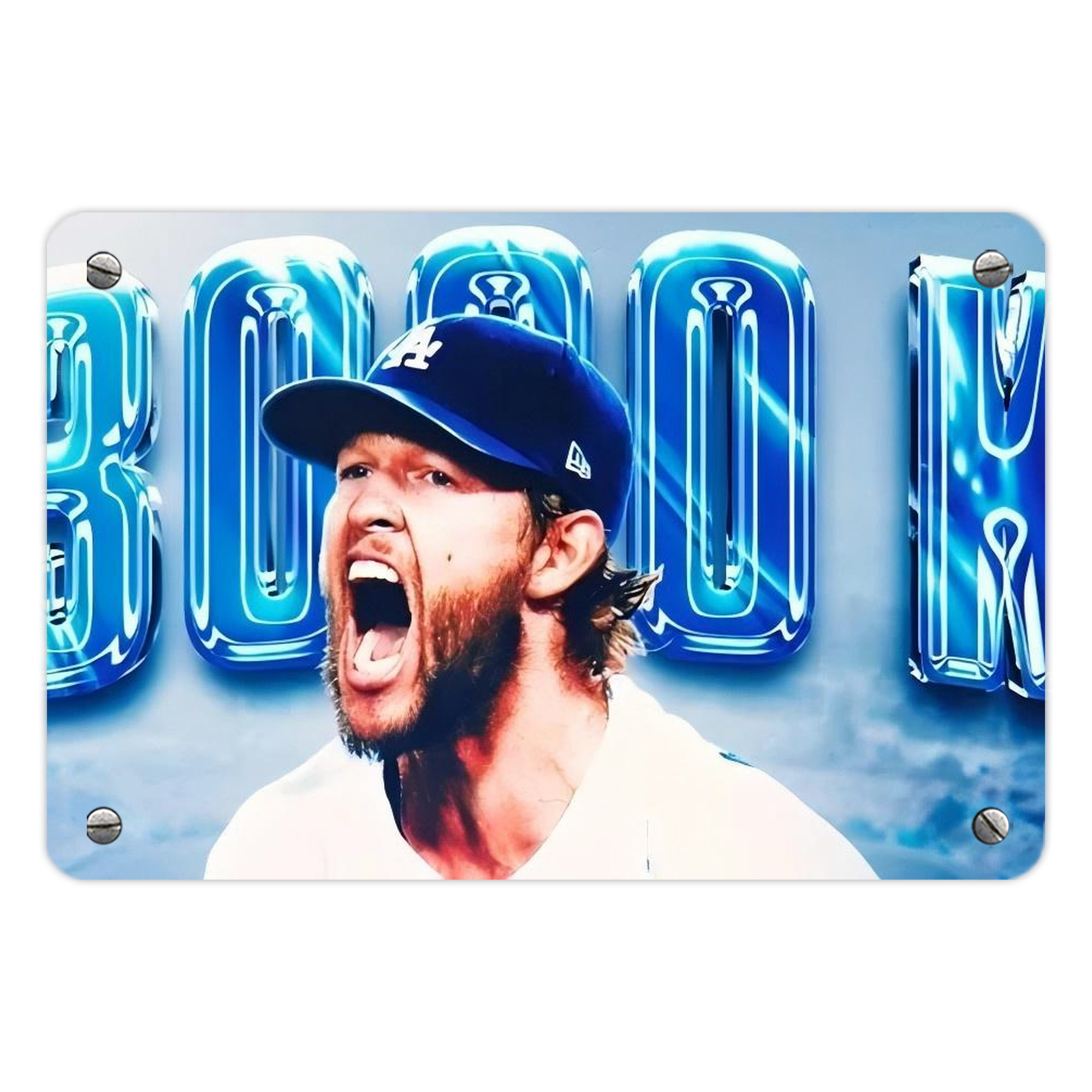 Clayton Kershaw  3K 3 Metal Tin Sign 12x8inch - Premium Full-Print Decorative Wall Art, Durable Rust-Resistant Metal Plaque For Living Room, Bedroom, Kitchen, Office, Bar Décor