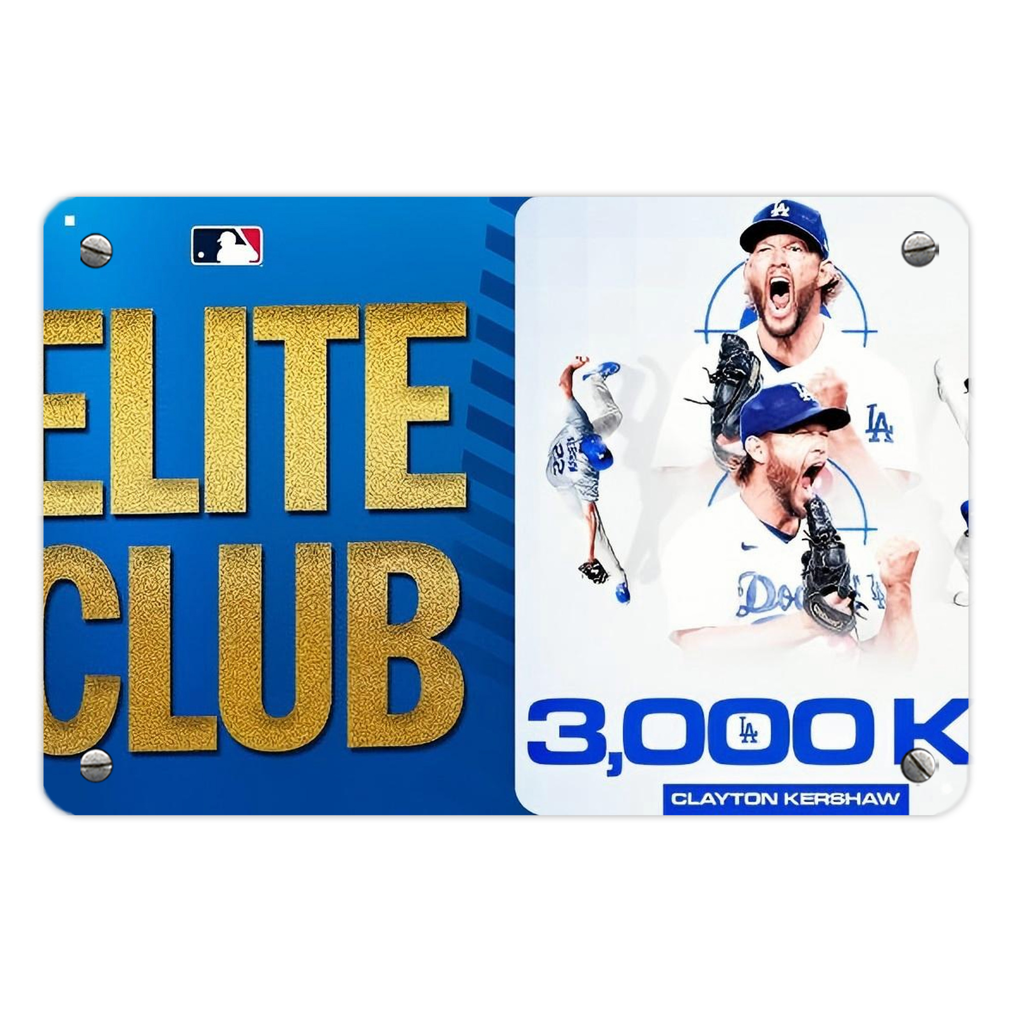 Clayton Kershaw  3K 5 Metal Tin Sign 12x8inch - Premium Full-Print Decorative Wall Art, Durable Rust-Resistant Metal Plaque For Living Room, Bedroom, Kitchen, Office, Bar Décor