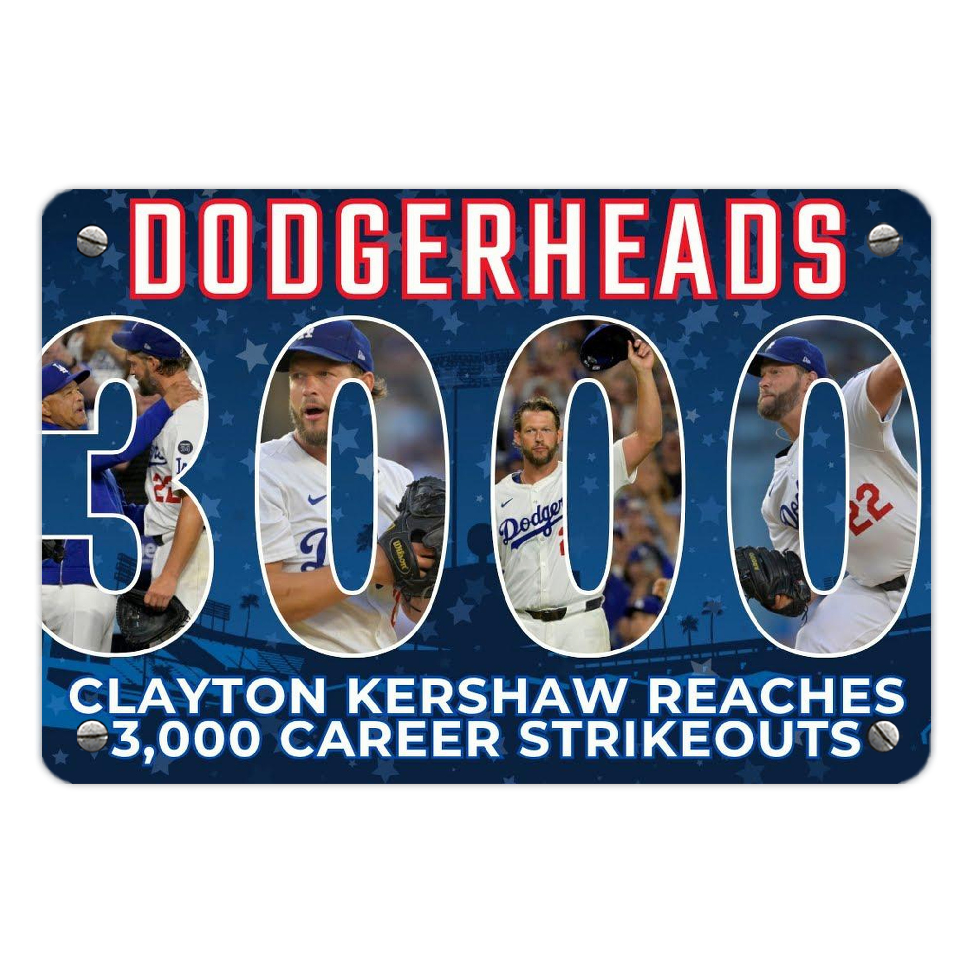 Clayton Kershaw  3K 15 Metal Tin Sign 12x8inch - Premium Full-Print Decorative Wall Art, Durable Rust-Resistant Metal Plaque For Living Room, Bedroom, Kitchen, Office, Bar Décor