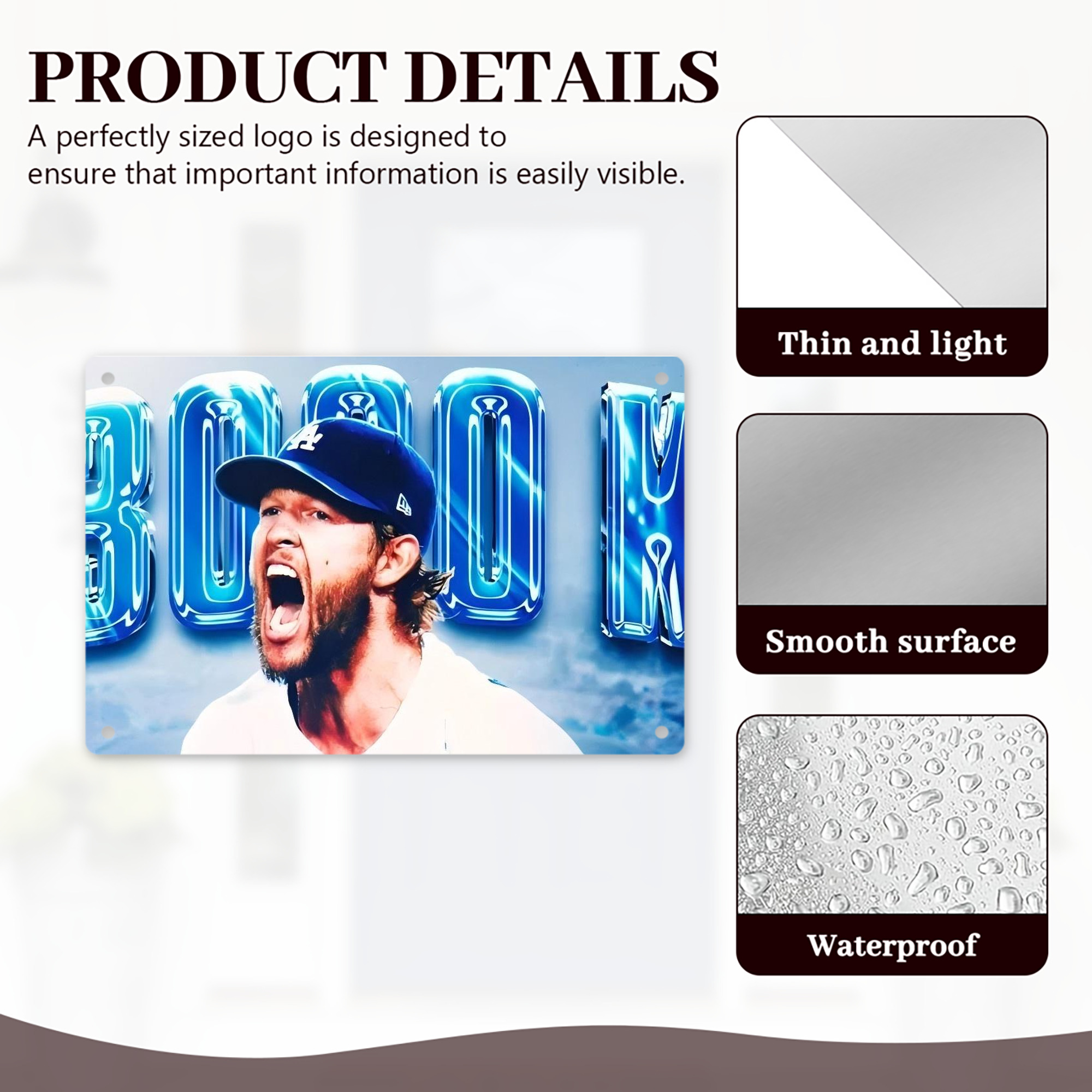 Clayton Kershaw  3K 3 Decorative Aluminum Plaque – Horizontal Design – Durable, Stylish, Easy To Install – Ideal For Home, Office, Bar, And More