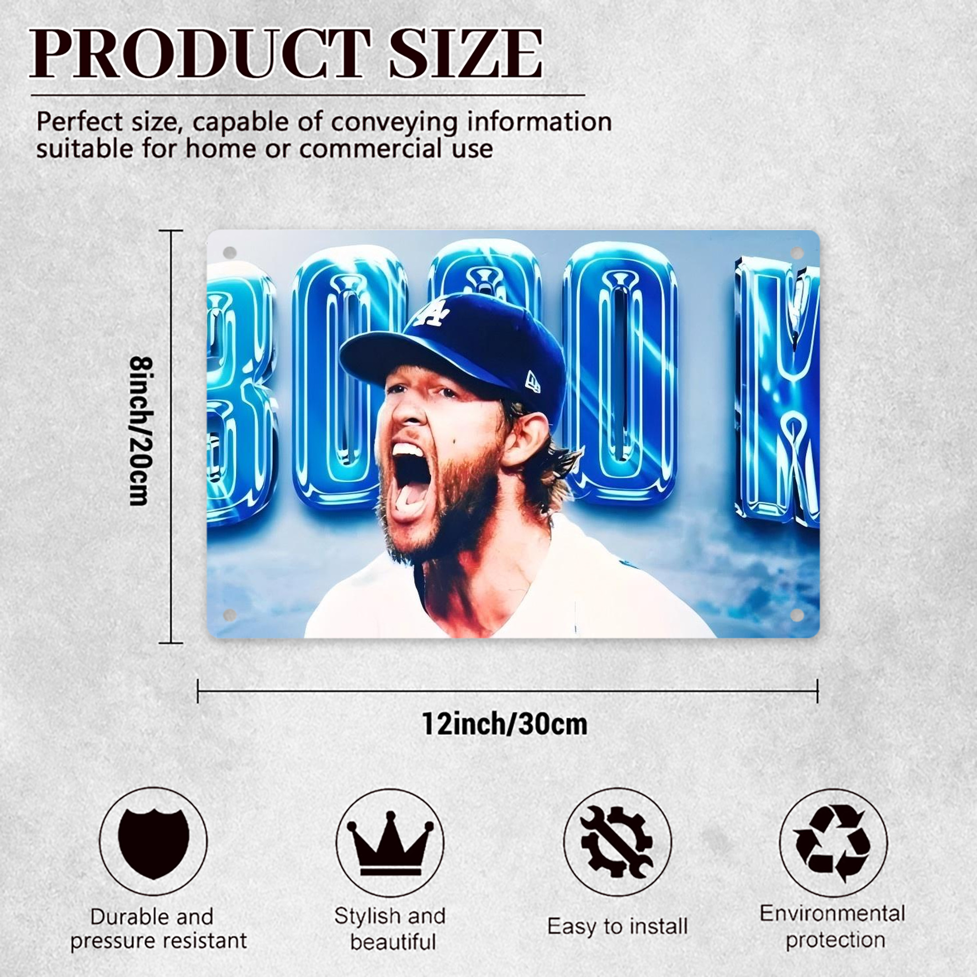 Clayton Kershaw  3K 3 Decorative Aluminum Plaque – Horizontal Design – Durable, Stylish, Easy To Install – Ideal For Home, Office, Bar, And More