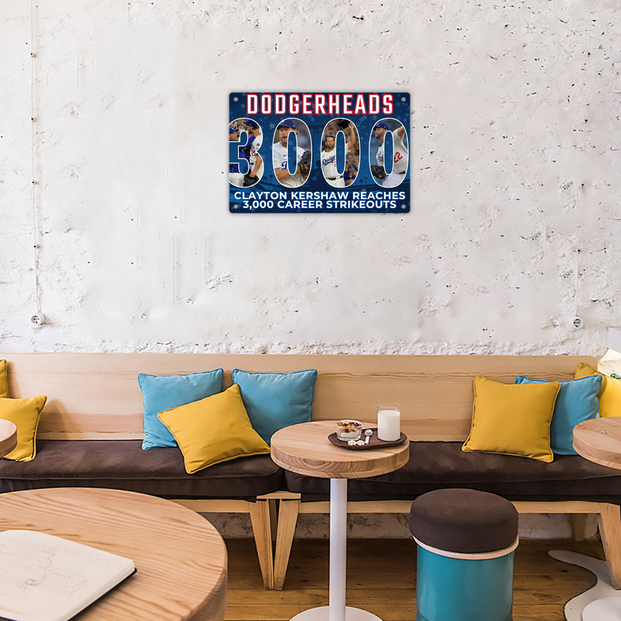 Clayton Kershaw  3K 15 Decorative Aluminum Plaque – Horizontal Design – Durable, Stylish, Easy To Install – Ideal For Home, Office, Bar, And More