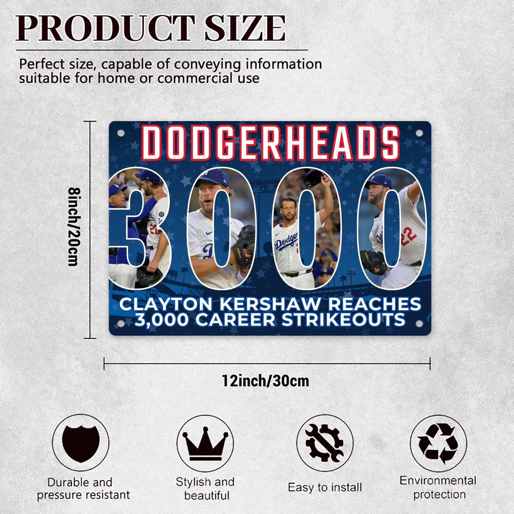 Clayton Kershaw  3K 15 Decorative Aluminum Plaque – Horizontal Design – Durable, Stylish, Easy To Install – Ideal For Home, Office, Bar, And More