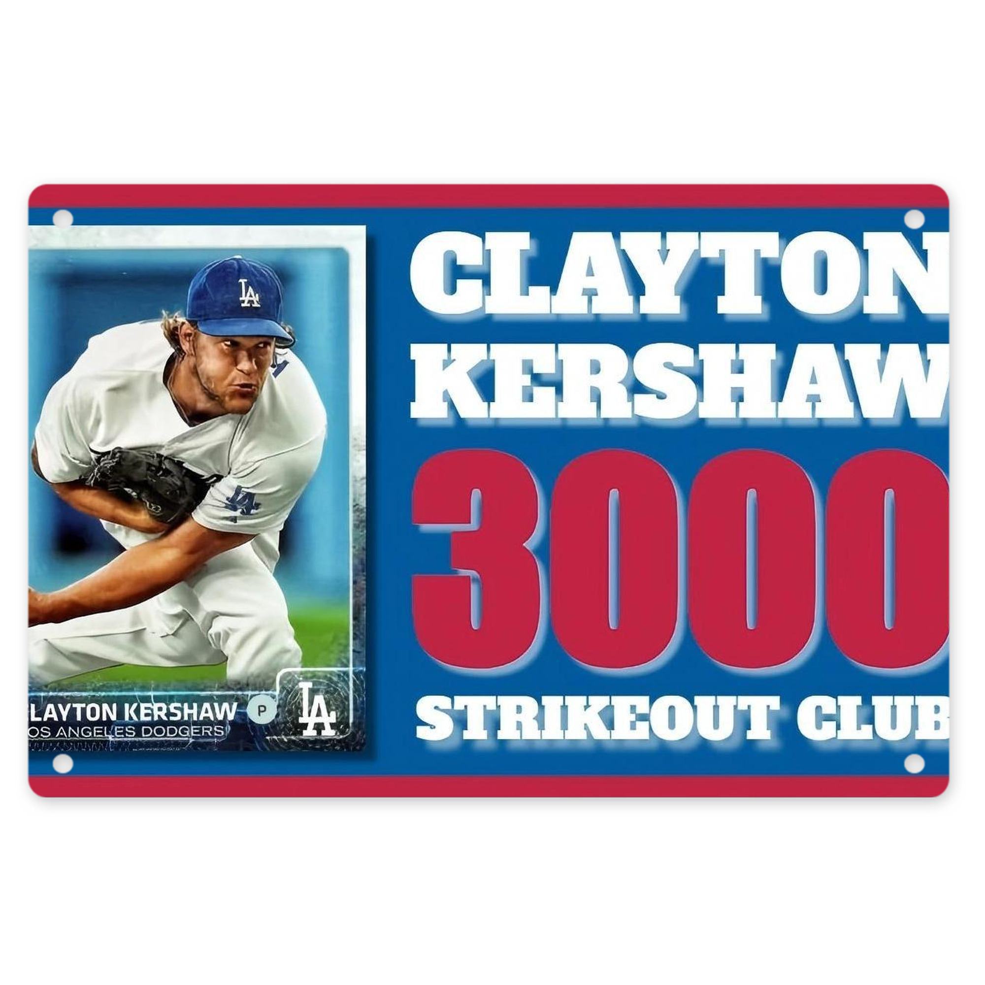 Clayton Kershaw  3K 1 Decorative Aluminum Plaque – Horizontal Design – Durable, Stylish, Easy To Install – Ideal For Home, Office, Bar, And More