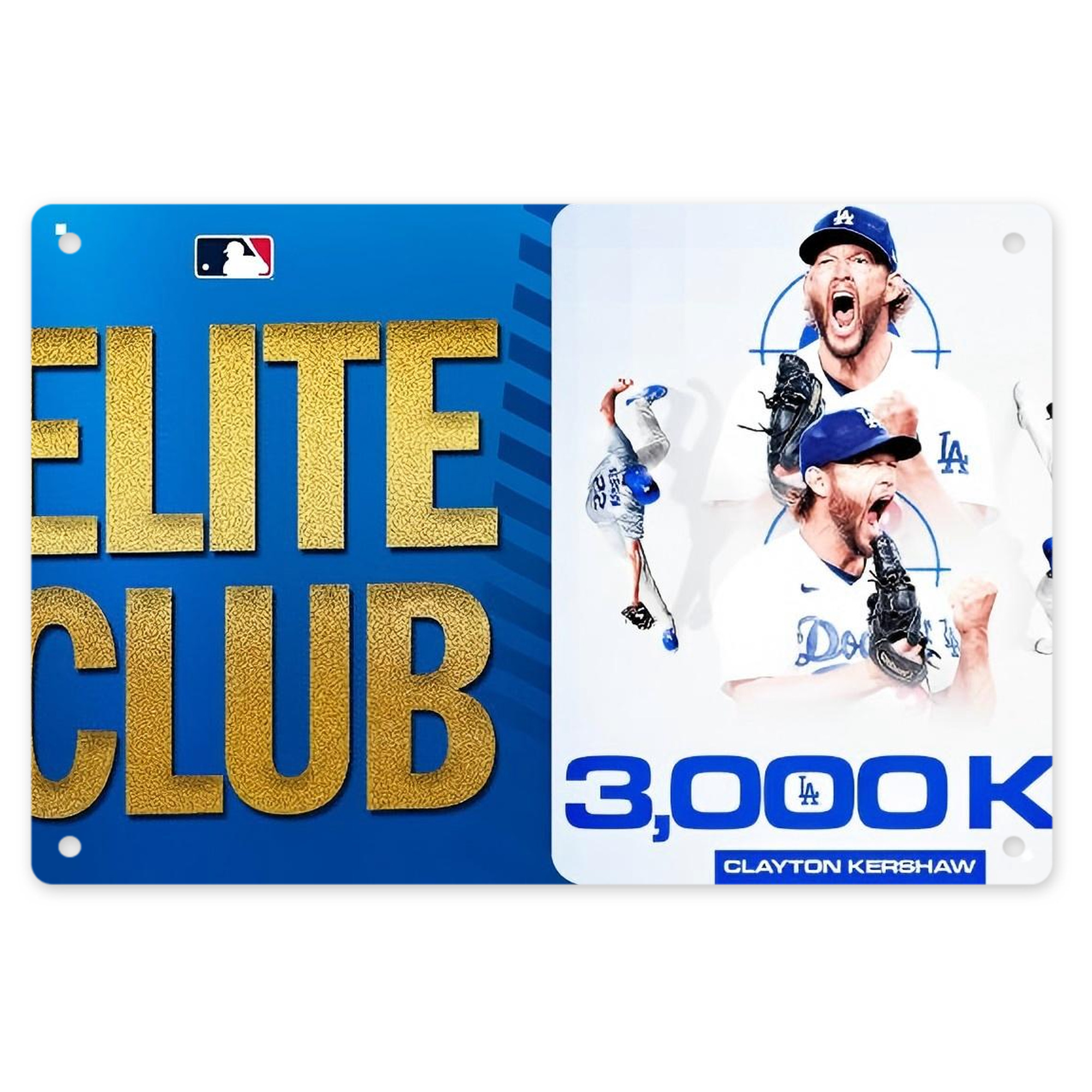 Clayton Kershaw  3K 5 Decorative Aluminum Plaque – Horizontal Design – Durable, Stylish, Easy To Install – Ideal For Home, Office, Bar, And More