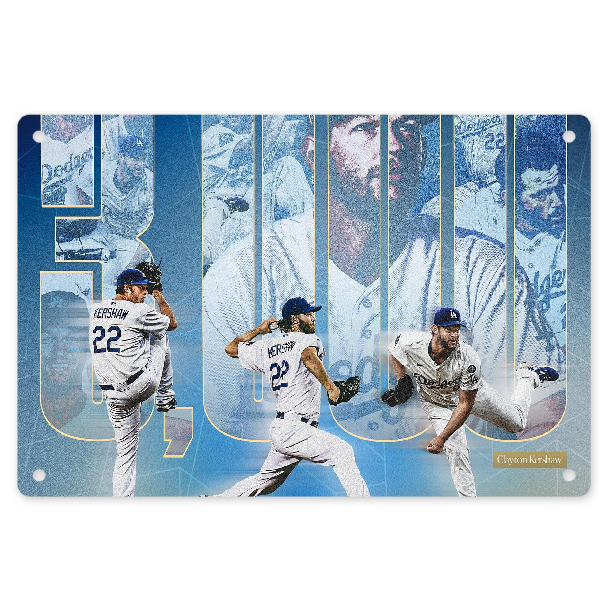 Clayton Kershaw  3K 6 Decorative Aluminum Plaque – Horizontal Design – Durable, Stylish, Easy To Install – Ideal For Home, Office, Bar, And More