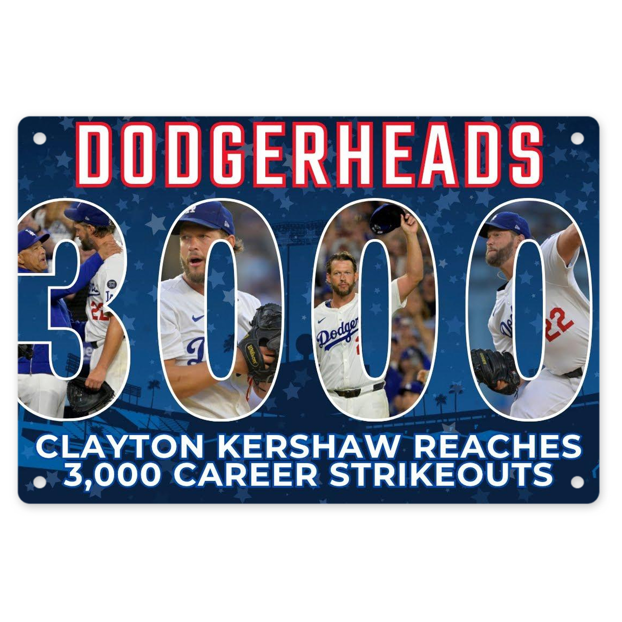 Clayton Kershaw  3K 15 Decorative Aluminum Plaque – Horizontal Design – Durable, Stylish, Easy To Install – Ideal For Home, Office, Bar, And More