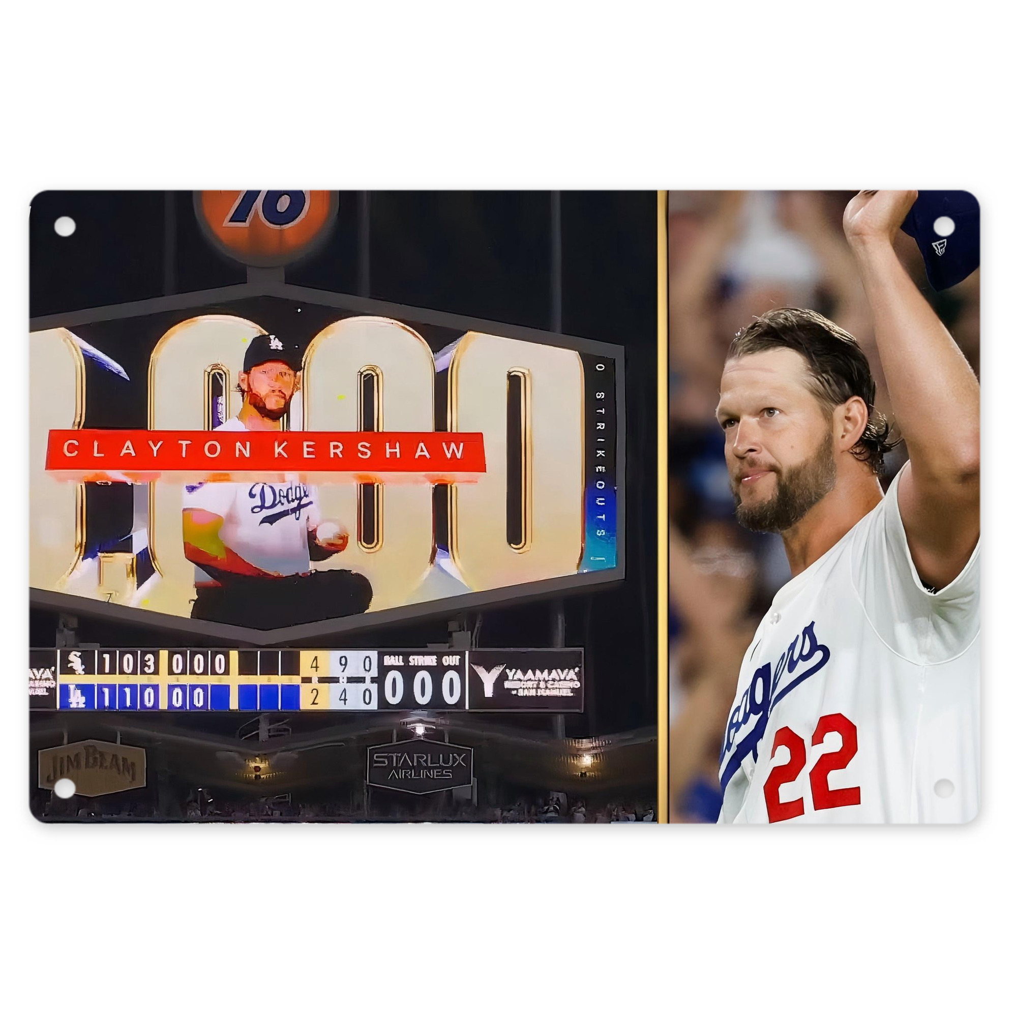 Clayton Kershaw  3K 16 Decorative Aluminum Plaque – Horizontal Design – Durable, Stylish, Easy To Install – Ideal For Home, Office, Bar, And More