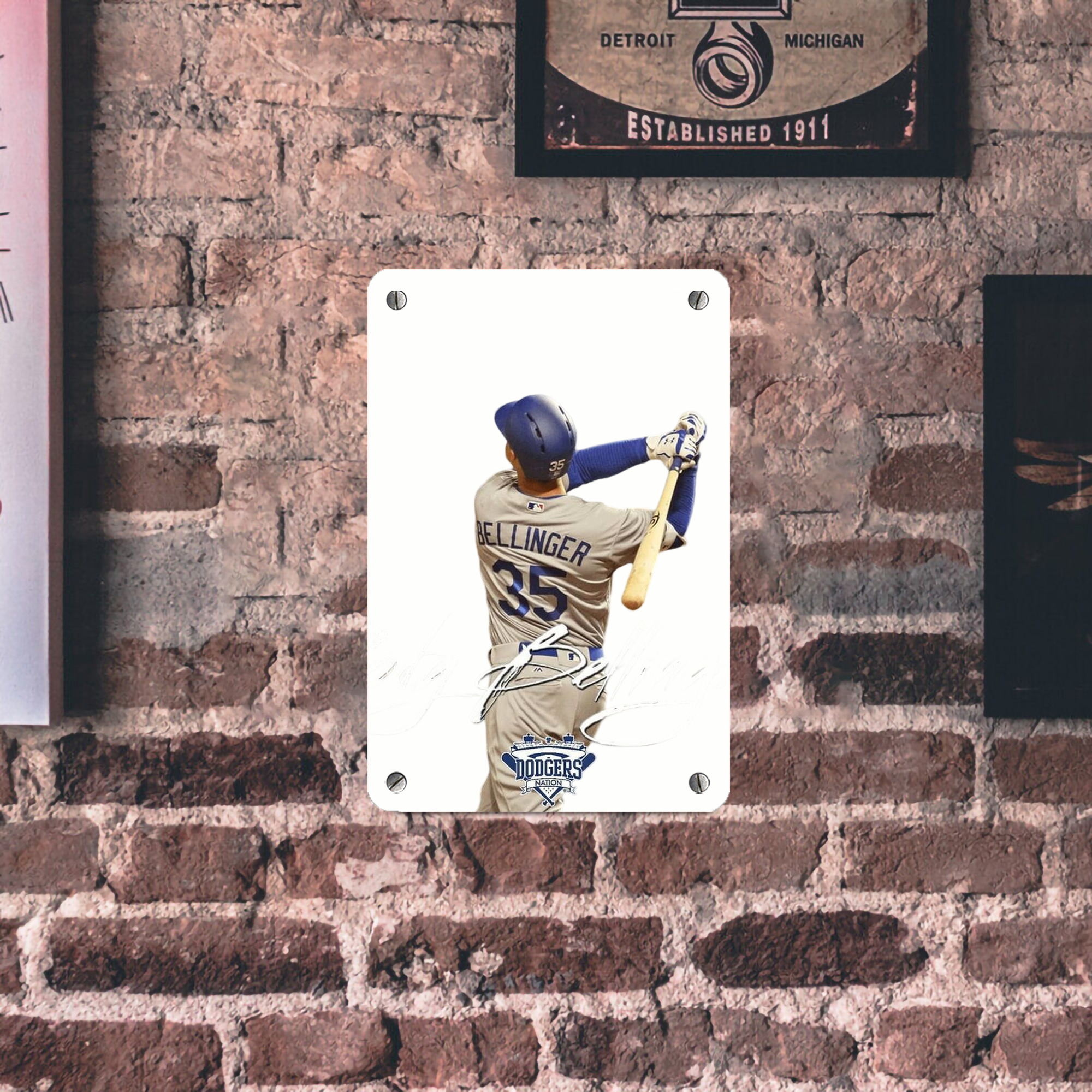 Cody Bellinger 3 Metal Tin Sign 8x12inch - High-Quality Full-Print Decorative Wall Art, Durable Rust-Resistant Metal Plaque For Living Room, Bedroom, Kitchen, Office, Bar Décor