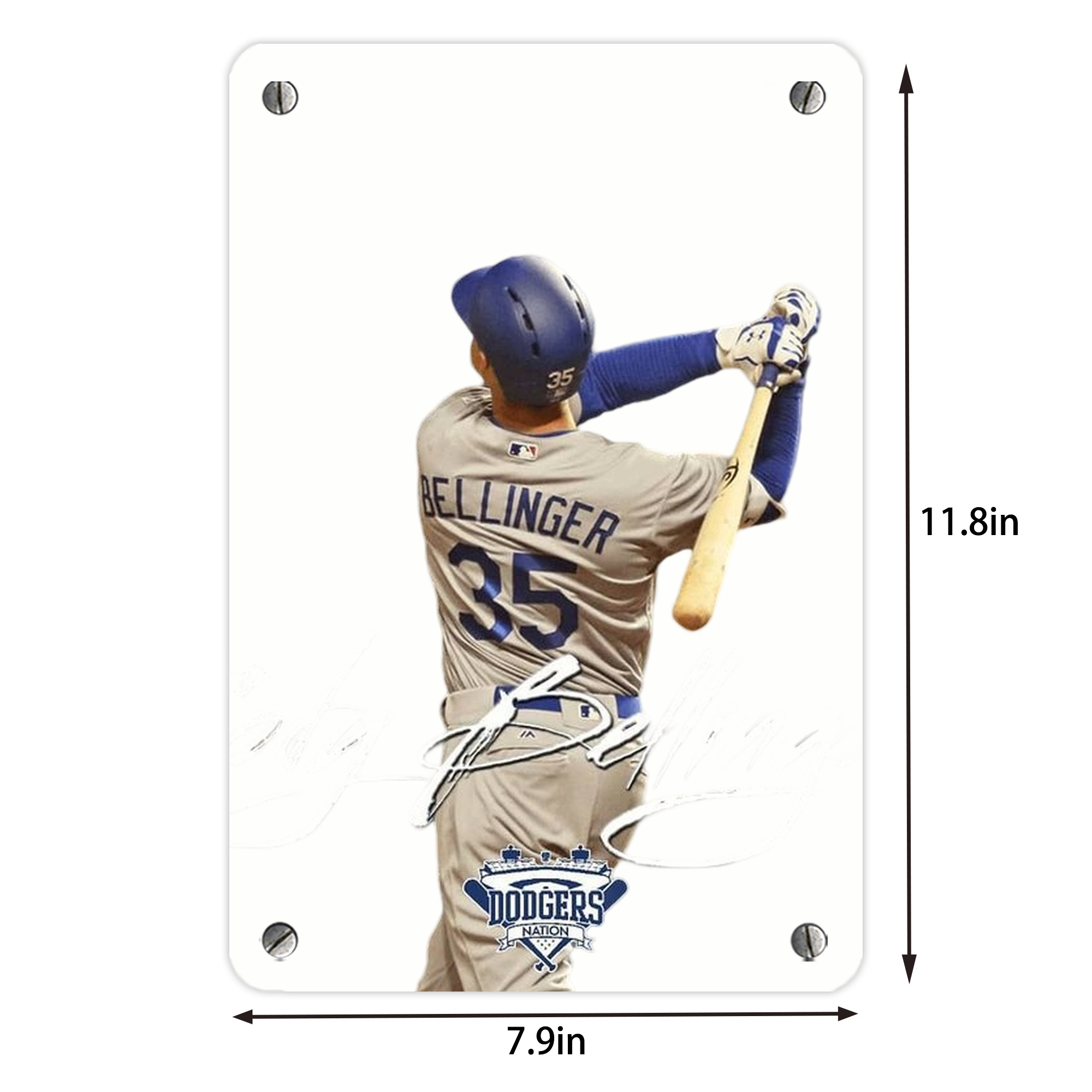Cody Bellinger 3 Metal Tin Sign 8x12inch - High-Quality Full-Print Decorative Wall Art, Durable Rust-Resistant Metal Plaque For Living Room, Bedroom, Kitchen, Office, Bar Décor