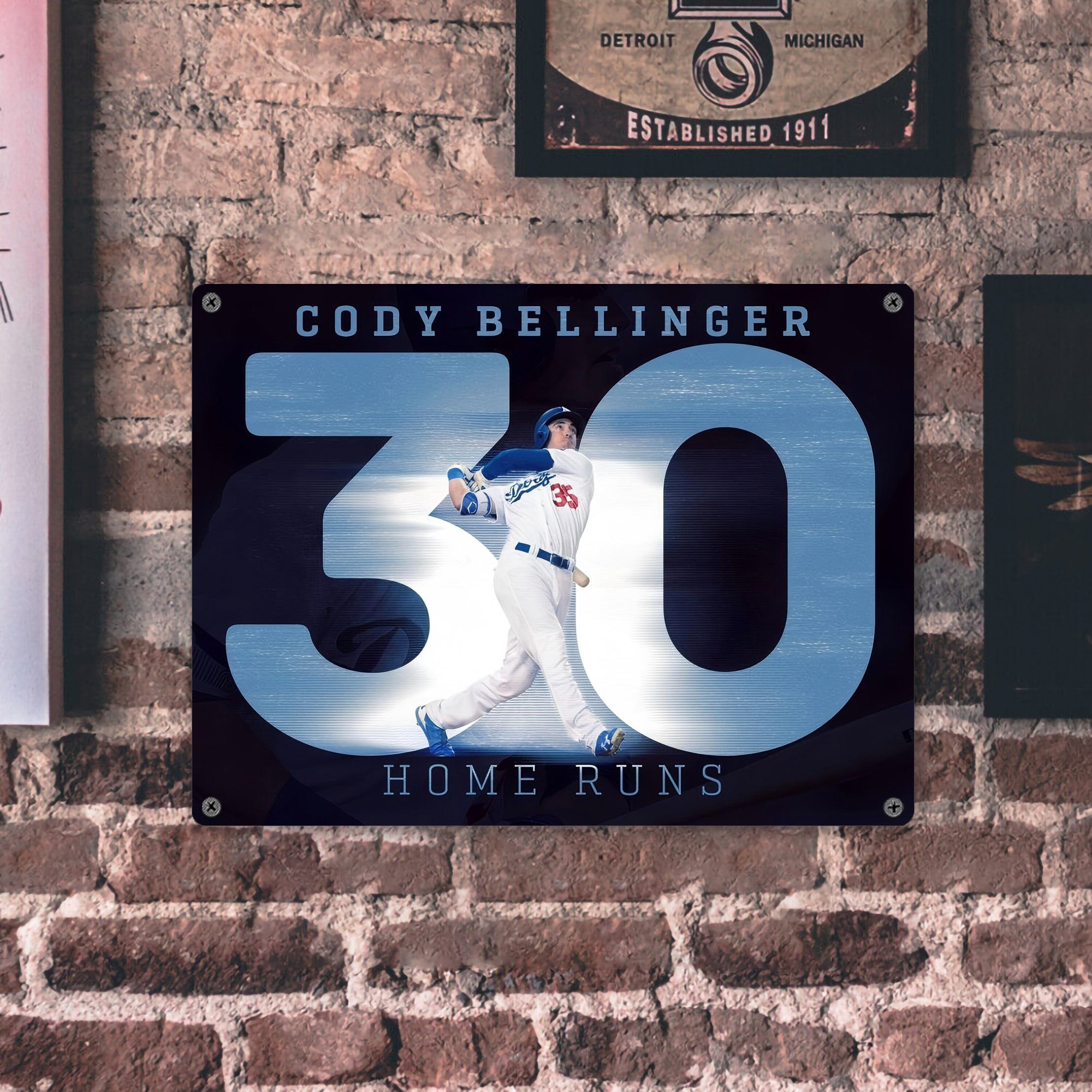 Cody Bellinger 2 Vintage Metal Tin Sign 16x12 – Full-Print Iron Wall Decor – Durable, Fade-Resistant – Easy To Hang – Ideal For Home, Bar, Kitchen & Office Decor
