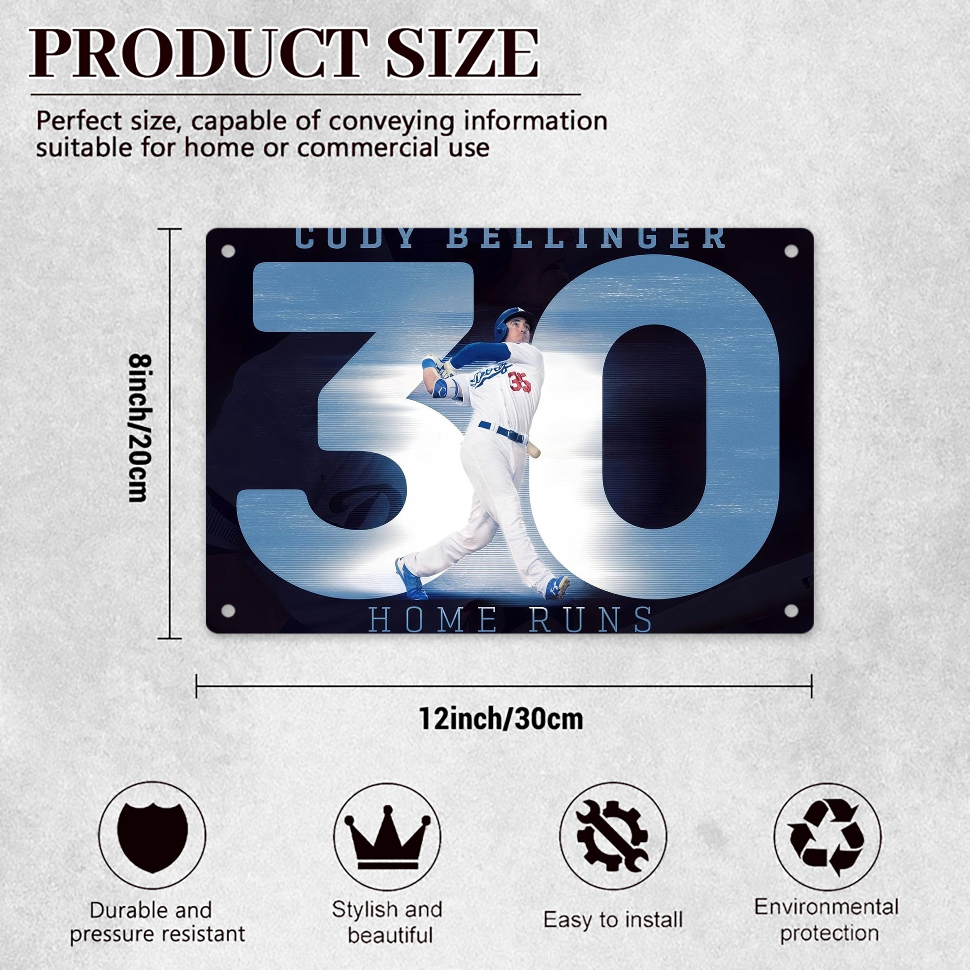 Cody Bellinger 2 Decorative Aluminum Plaque – Horizontal Design – Durable, Stylish, Easy To Install – Ideal For Home, Office, Bar, And More