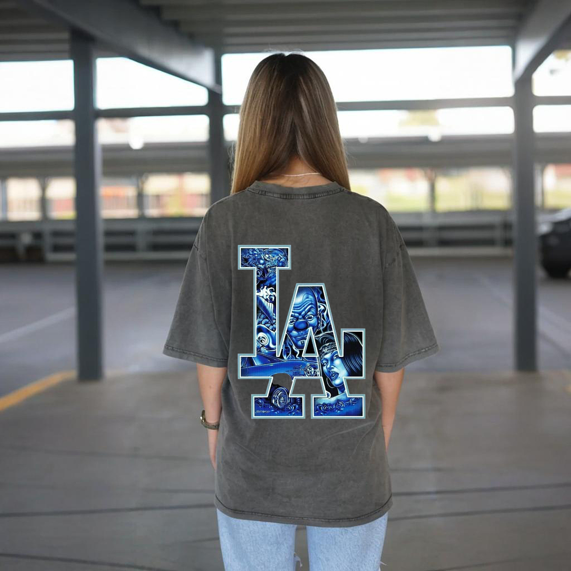  Washed Vintage 230g Cotton Oversized T-Shirt With Back Heat Transfer Print – Soft, Lightweight & Stylish – Comfortable Casual Wear For Sports & Everyday Use