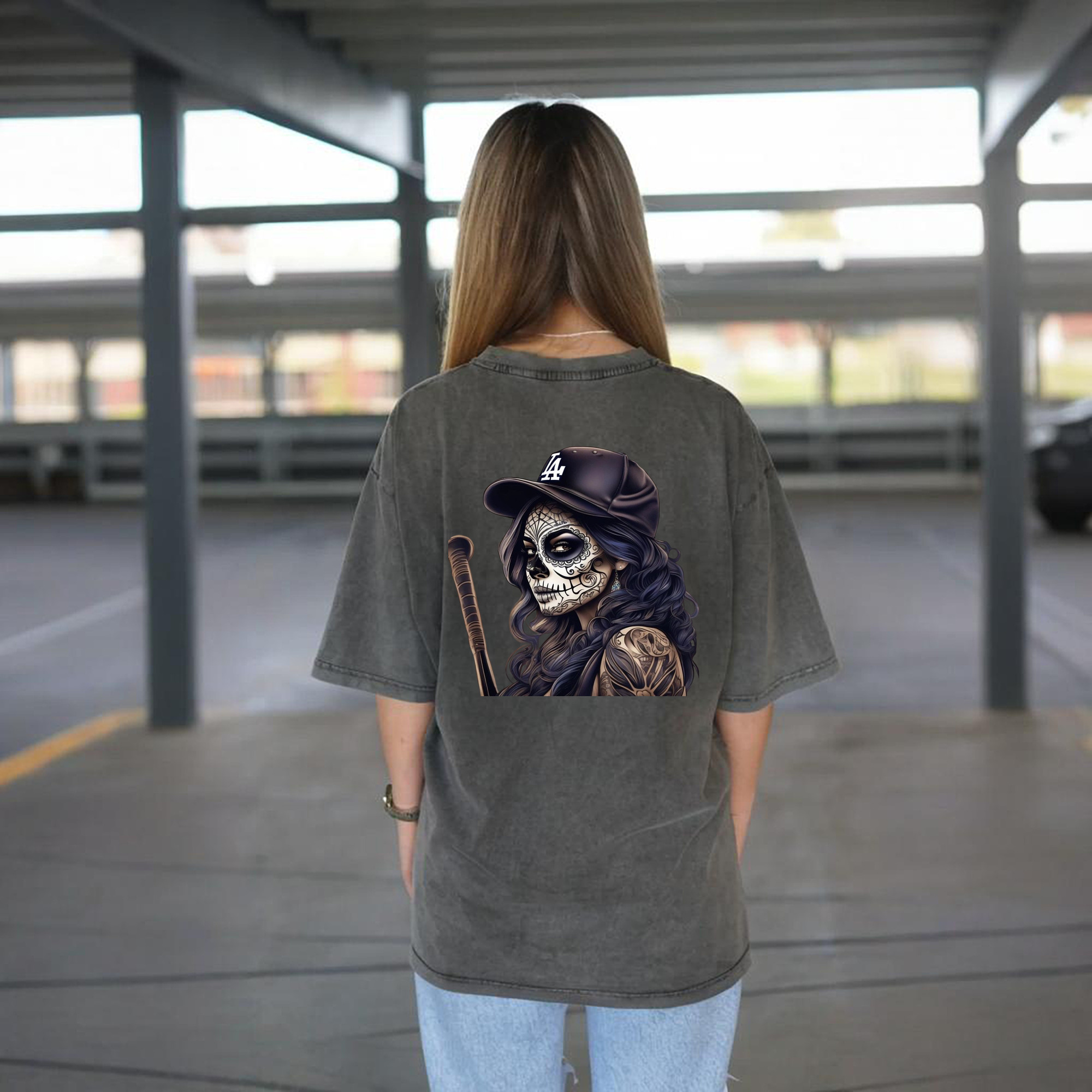  Washed Vintage 230g Cotton Oversized T-Shirt With Back Heat Transfer Print – Soft, Lightweight & Stylish – Comfortable Casual Wear For Sports & Everyday Use