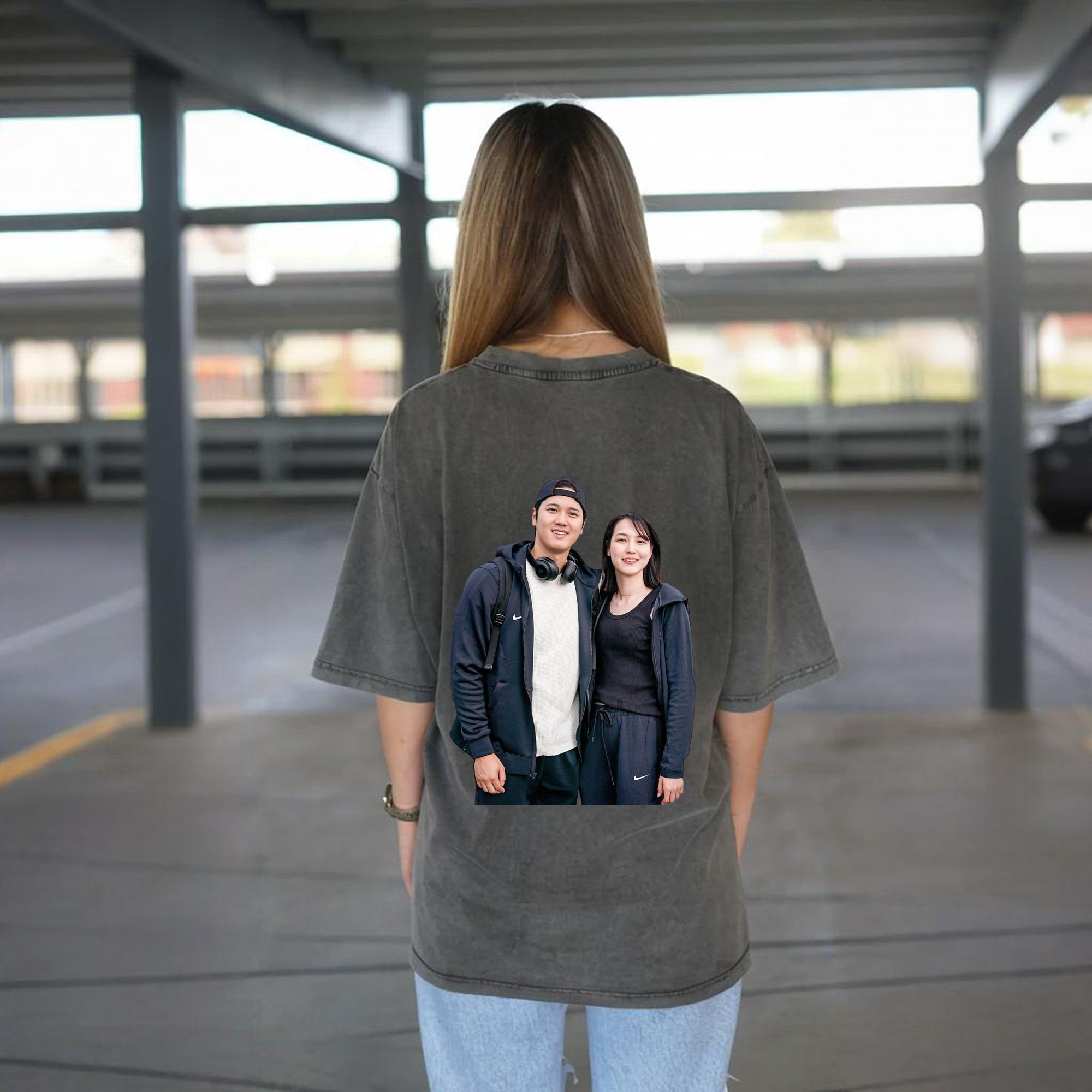  Washed Vintage 230g Cotton Oversized T-Shirt With Back Heat Transfer Print – Soft, Lightweight & Stylish – Comfortable Casual Wear For Sports & Everyday Use