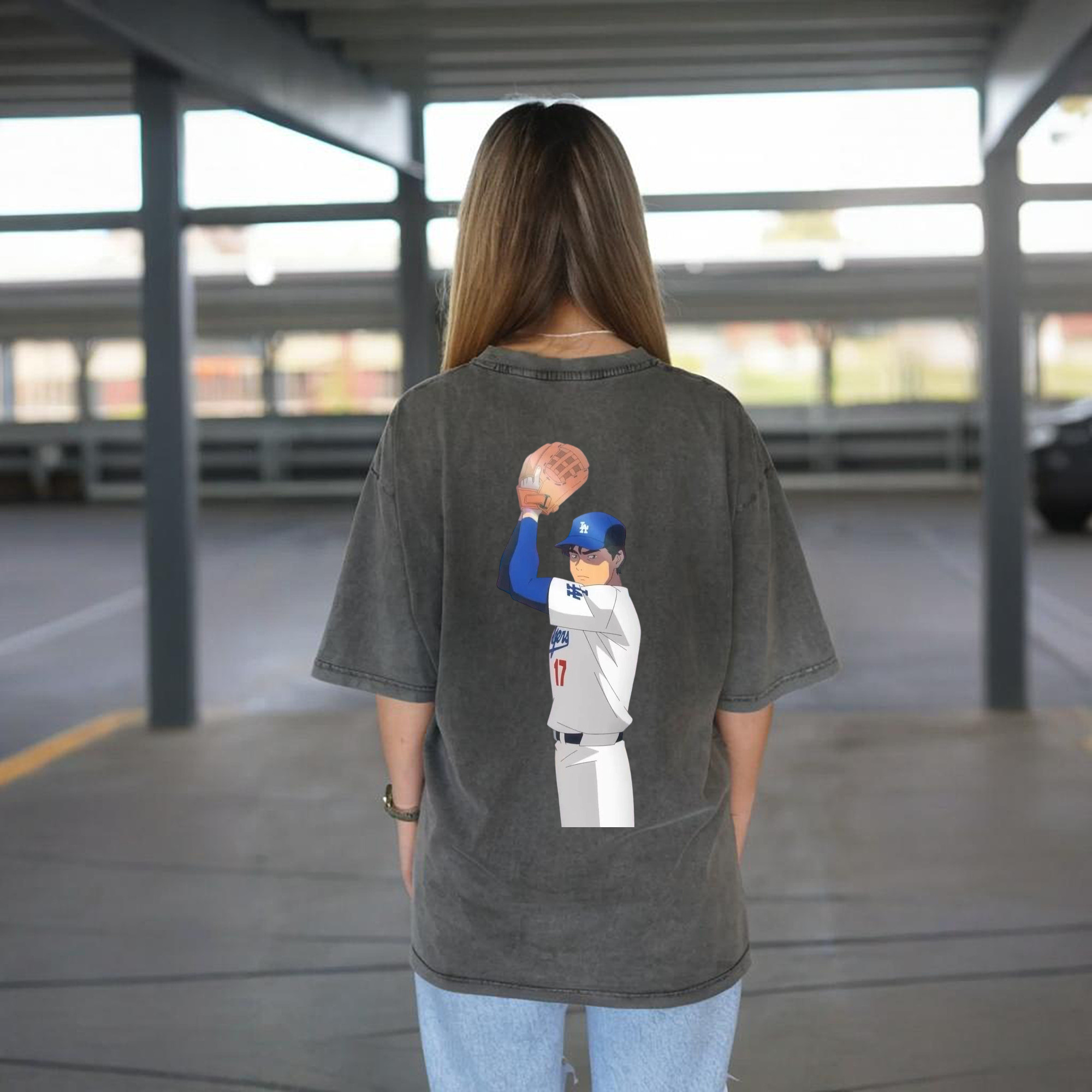  Washed Vintage 230g Cotton Oversized T-Shirt With Back Heat Transfer Print – Soft, Lightweight & Stylish – Comfortable Casual Wear For Sports & Everyday Use