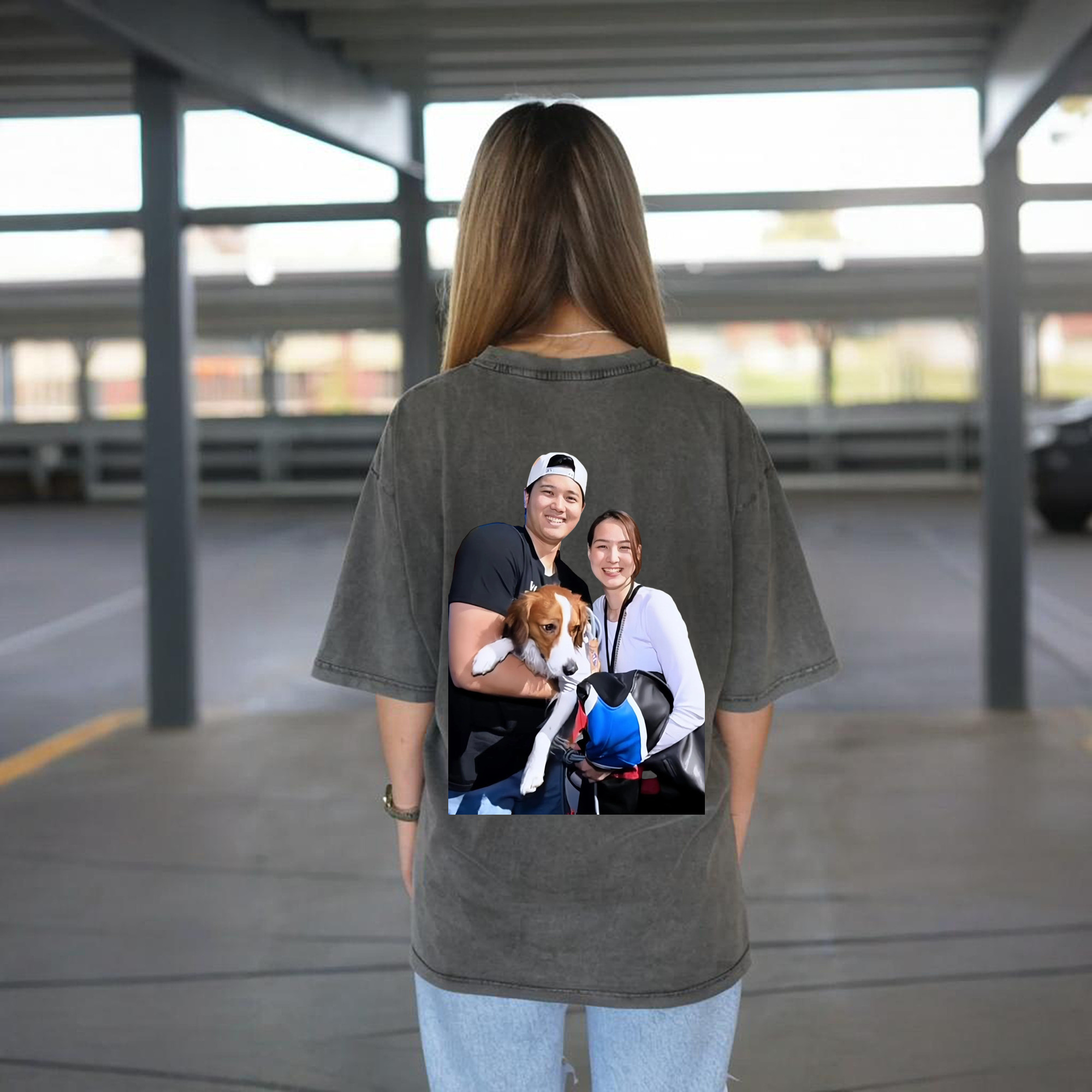  Washed Vintage 230g Cotton Oversized T-Shirt With Back Heat Transfer Print – Soft, Lightweight & Stylish – Comfortable Casual Wear For Sports & Everyday Use