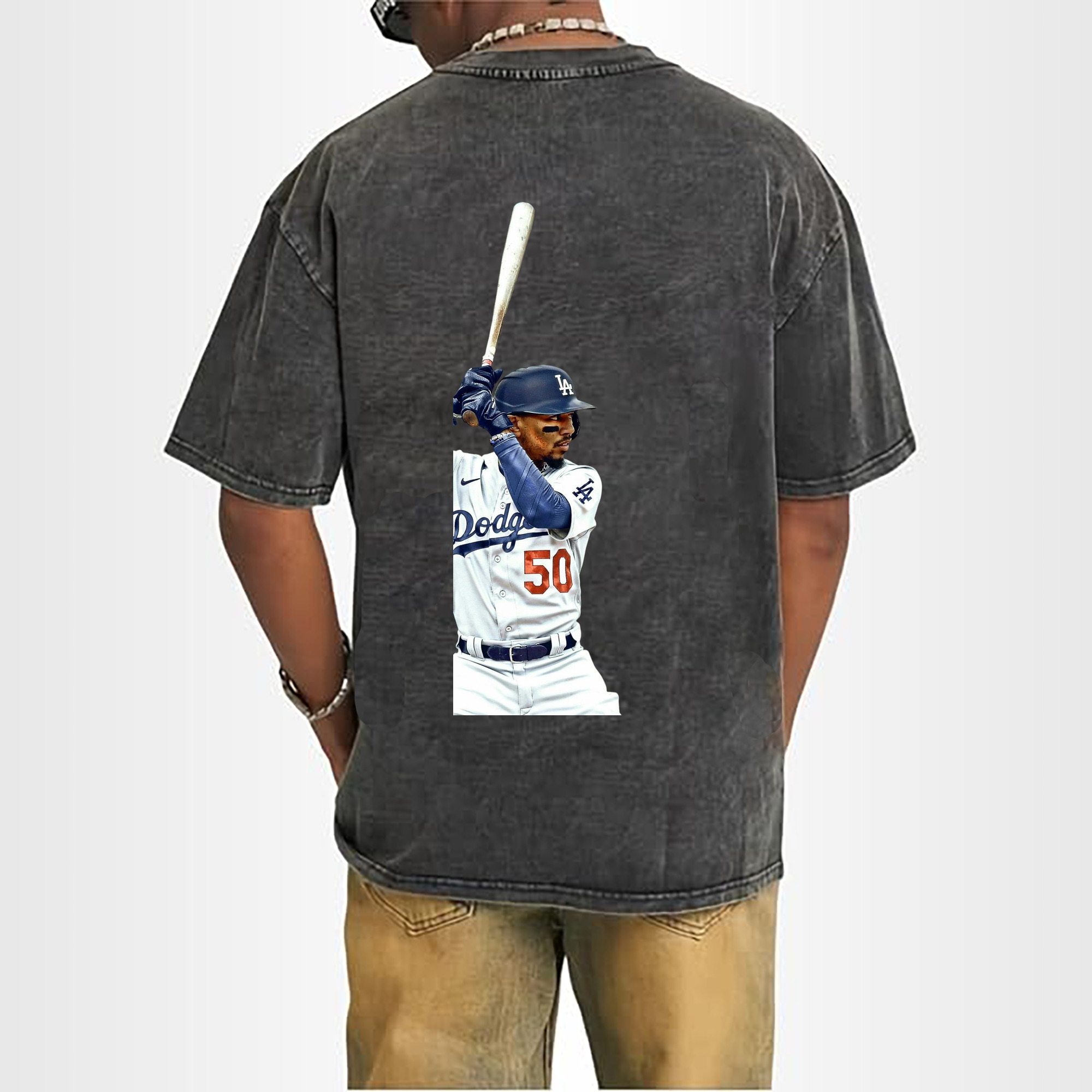  Washed Vintage 230g Cotton Oversized T-Shirt With Back Heat Transfer Print – Soft, Lightweight & Stylish – Comfortable Casual Wear For Sports & Everyday Use