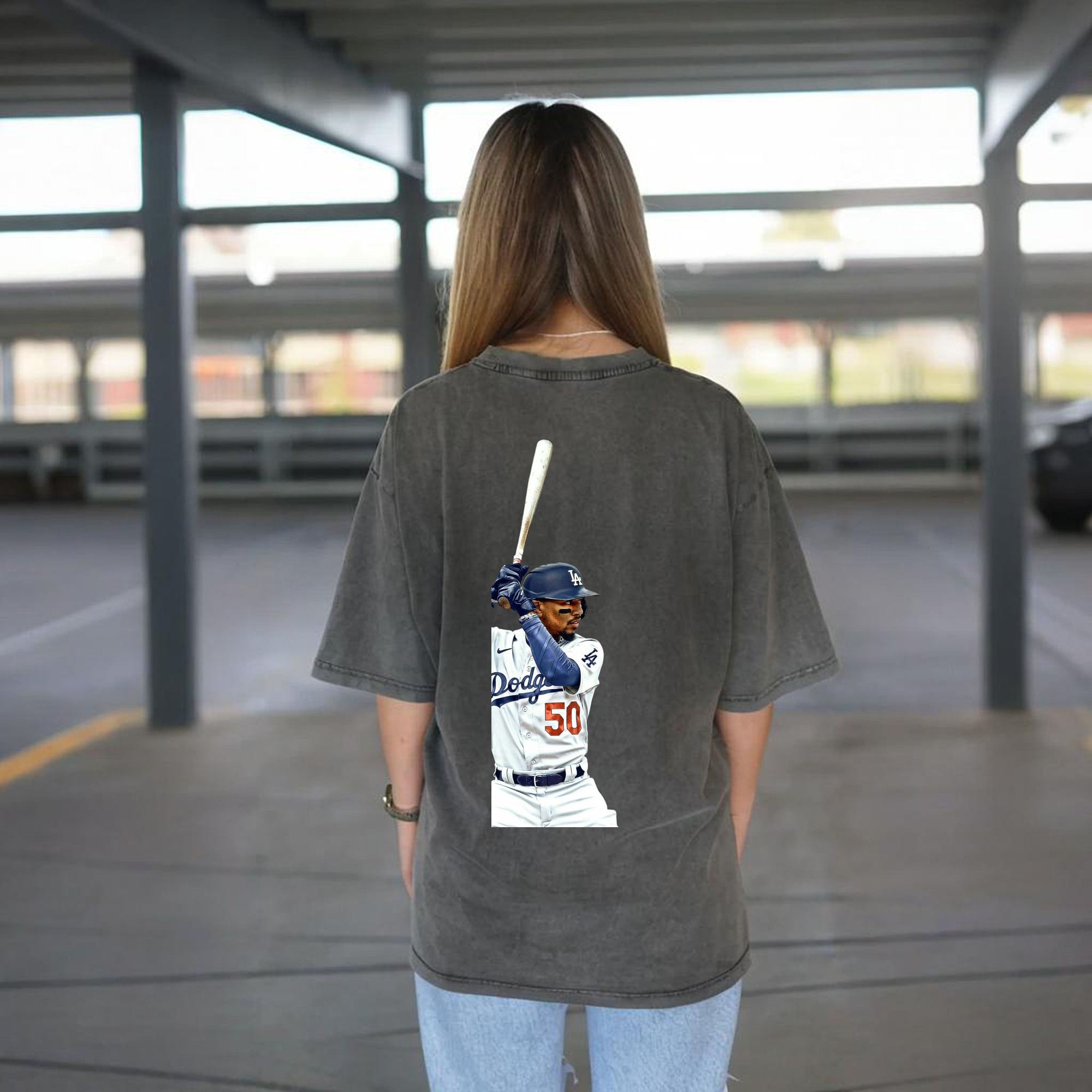  Washed Vintage 230g Cotton Oversized T-Shirt With Back Heat Transfer Print – Soft, Lightweight & Stylish – Comfortable Casual Wear For Sports & Everyday Use