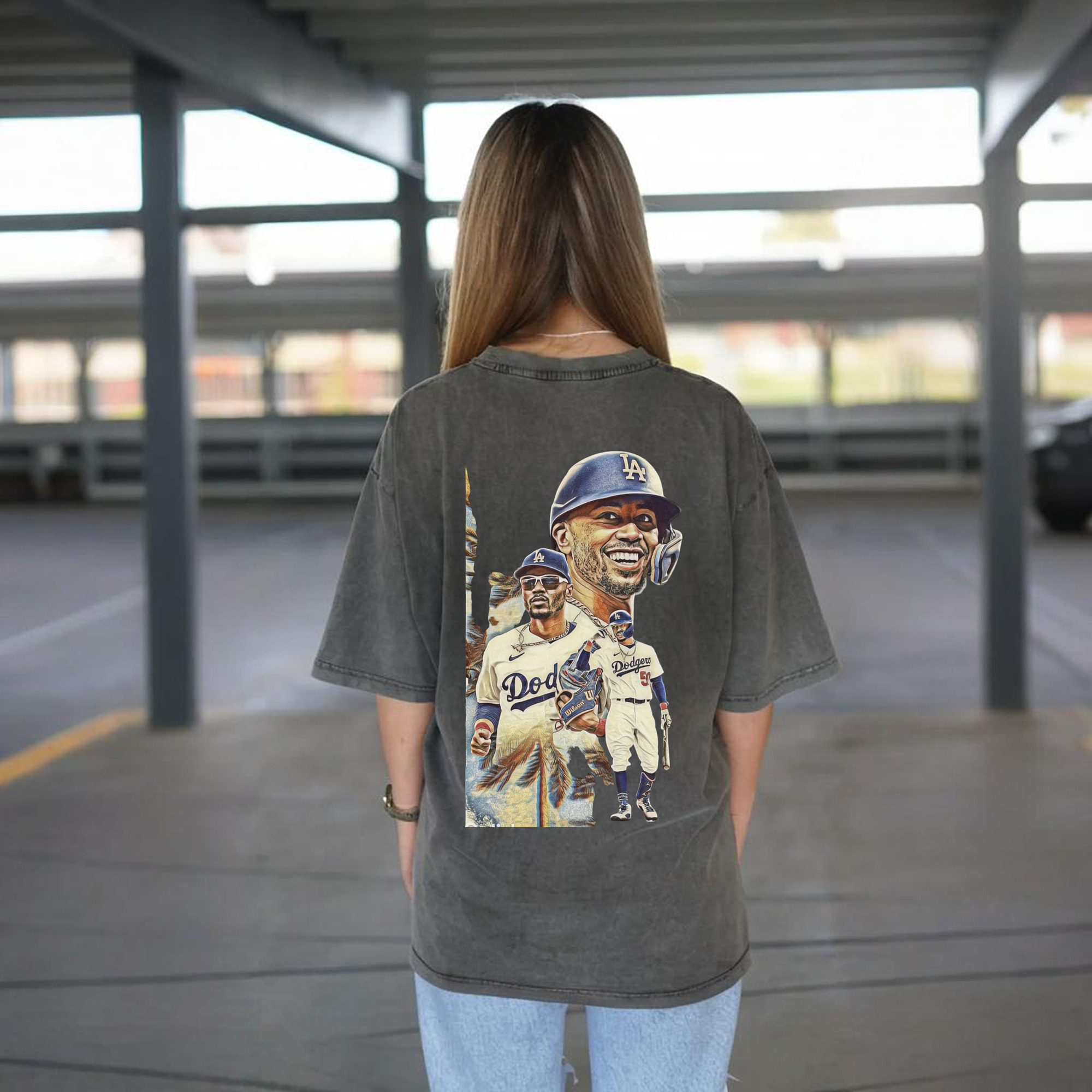  Washed Vintage 230g Cotton Oversized T-Shirt With Back Heat Transfer Print – Soft, Lightweight & Stylish – Comfortable Casual Wear For Sports & Everyday Use