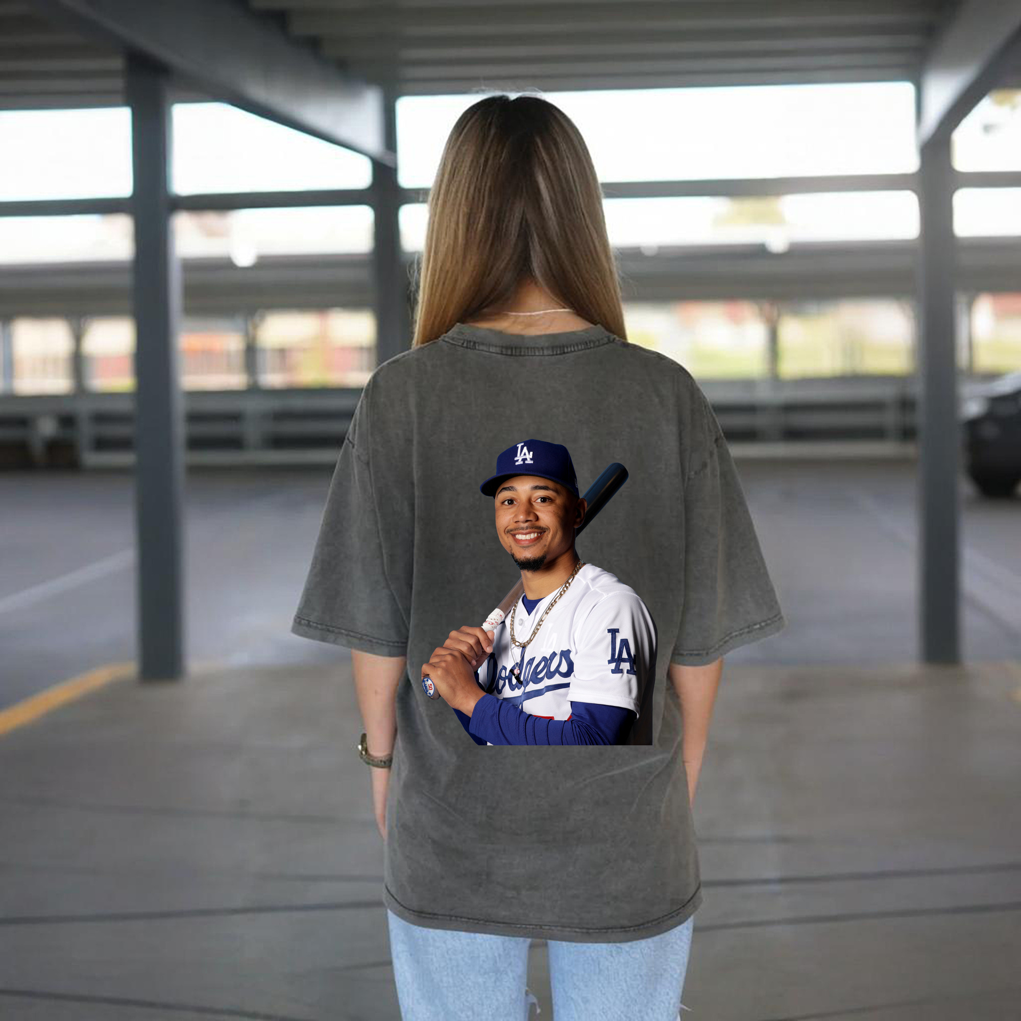  Washed Vintage 230g Cotton Oversized T-Shirt With Back Heat Transfer Print – Soft, Lightweight & Stylish – Comfortable Casual Wear For Sports & Everyday Use