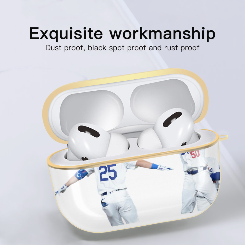  Luxury Gold AirPods Pro Case With Keychain, Flexible PC Material, Full Protection, Precise Cutouts, Anti-Fingerprint, Washable, Durable Design