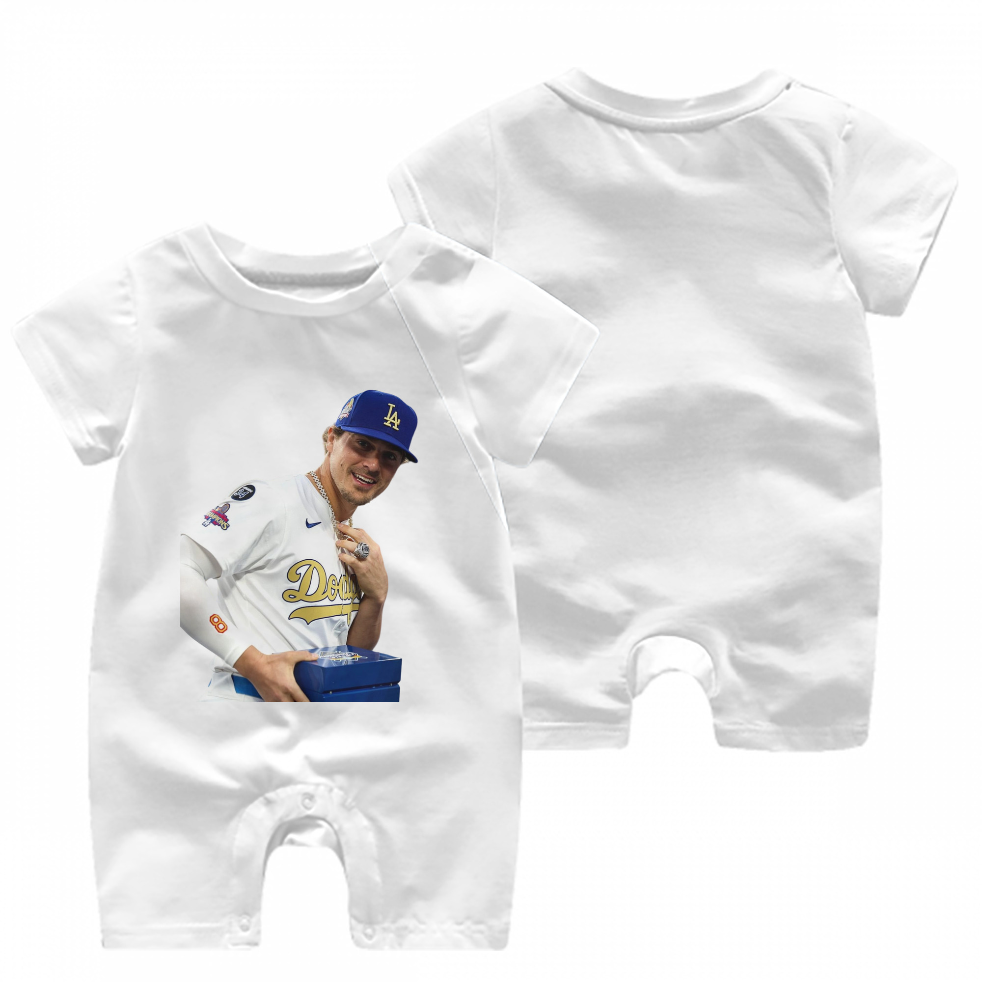  Baby Short Sleeve Onesie – 100% Cotton Soft & Breathable Digital Print Romper – Double-Sided Print, Snap Closure For Easy Diaper Changes – Comfortable For Boys & Girls