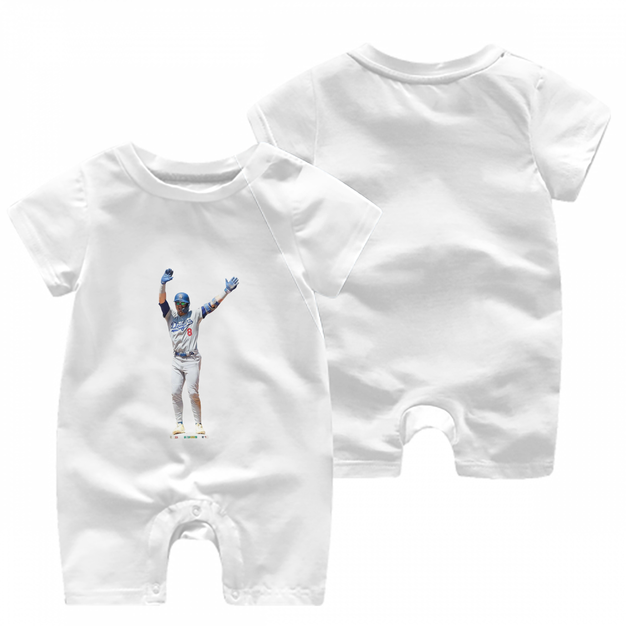  Baby Short Sleeve Onesie – 100% Cotton Soft & Breathable Digital Print Romper – Double-Sided Print, Snap Closure For Easy Diaper Changes – Comfortable For Boys & Girls