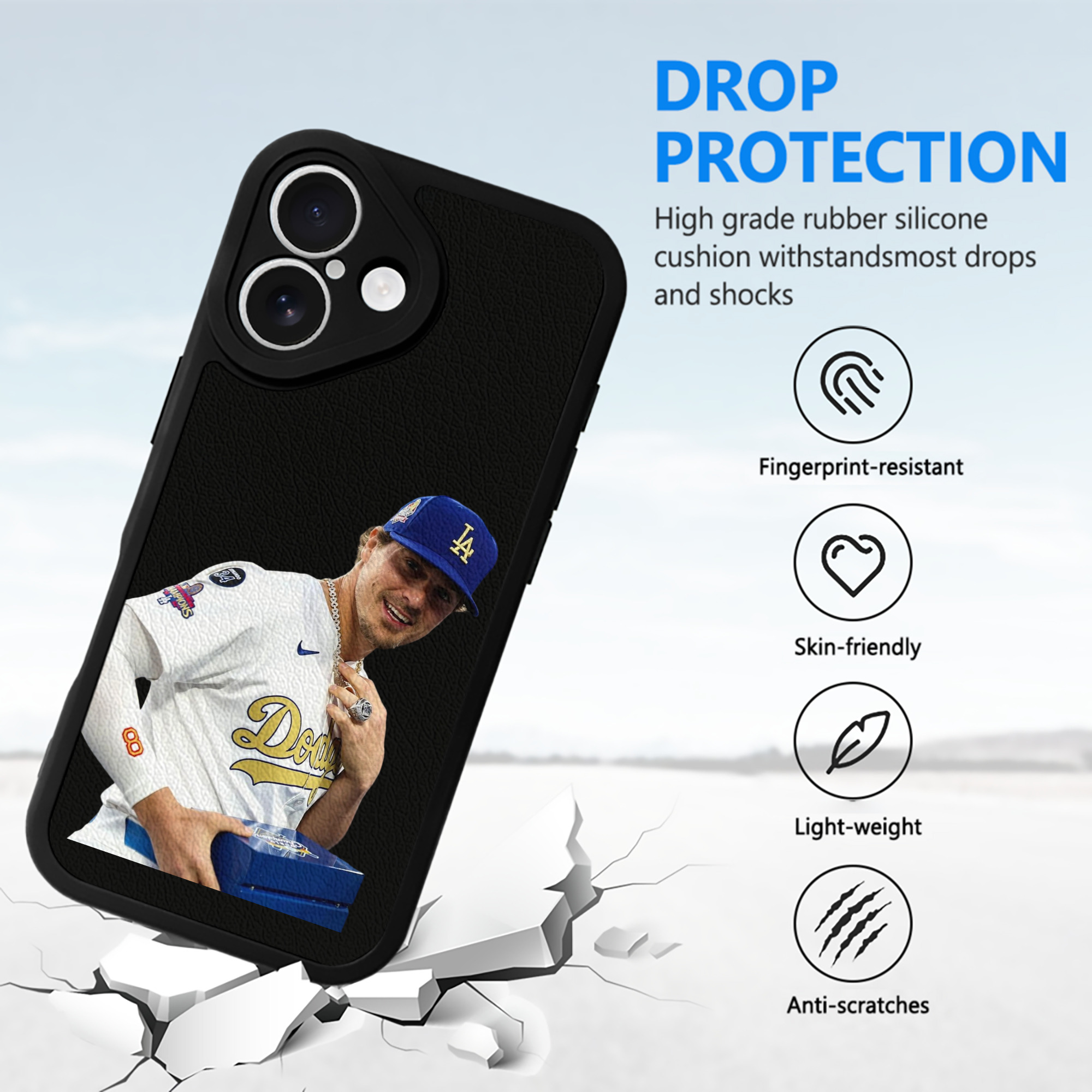  IPhone 16 Silicone Leather Case – UV Print, Lambskin Texture – Perfect Fit, Wireless Charging Compatible, Scratch Resistant, Precise Cutouts – Stylish Protection For IPhone 16